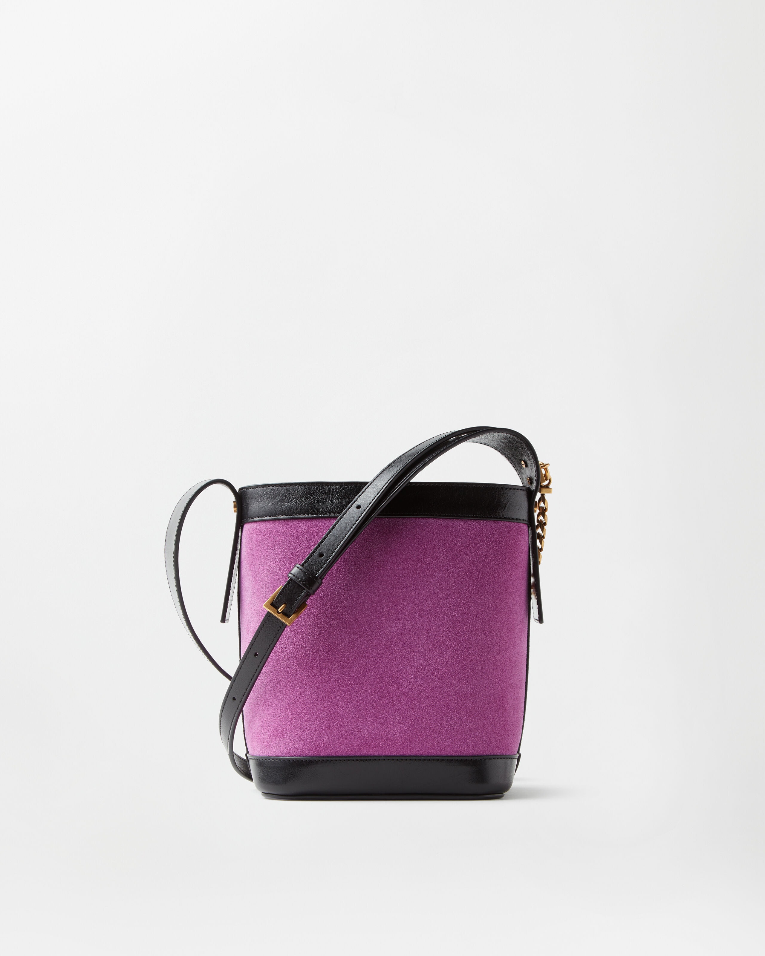 Pivot Mini Suede Bucket Bag Purple | VERSACE US