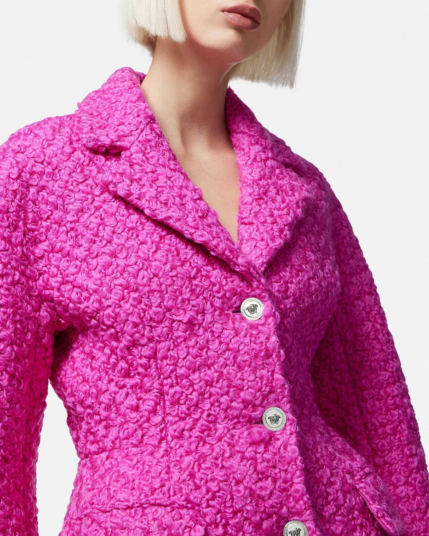Pink hotsell boucle coat