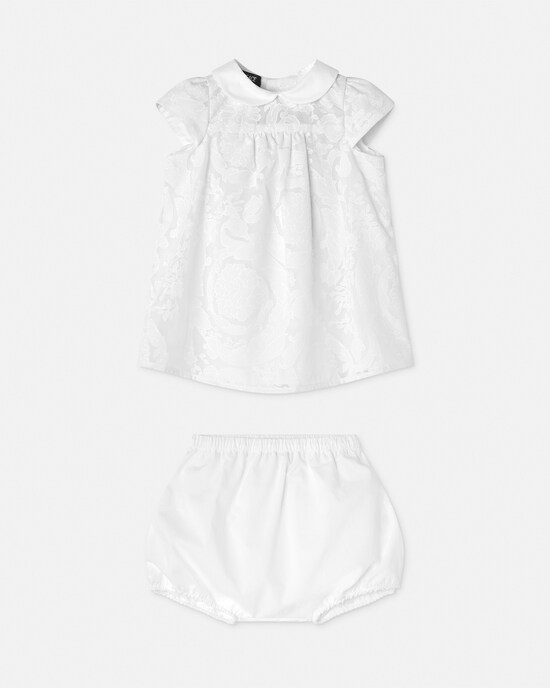 Baby Devor&eacute; Cotton-Poplin Dress Set White 1