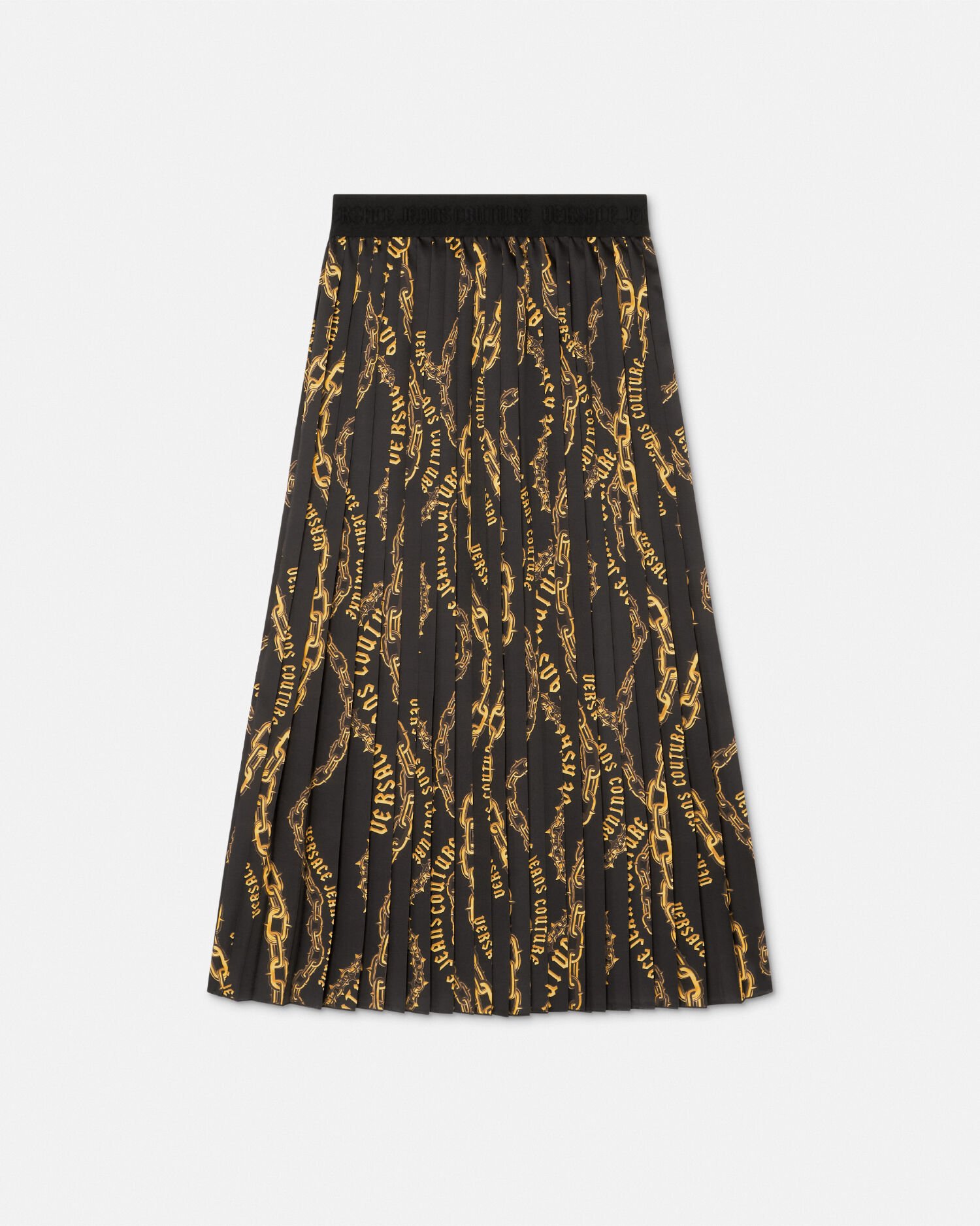 Chain Couture Pleated Midi Skirt