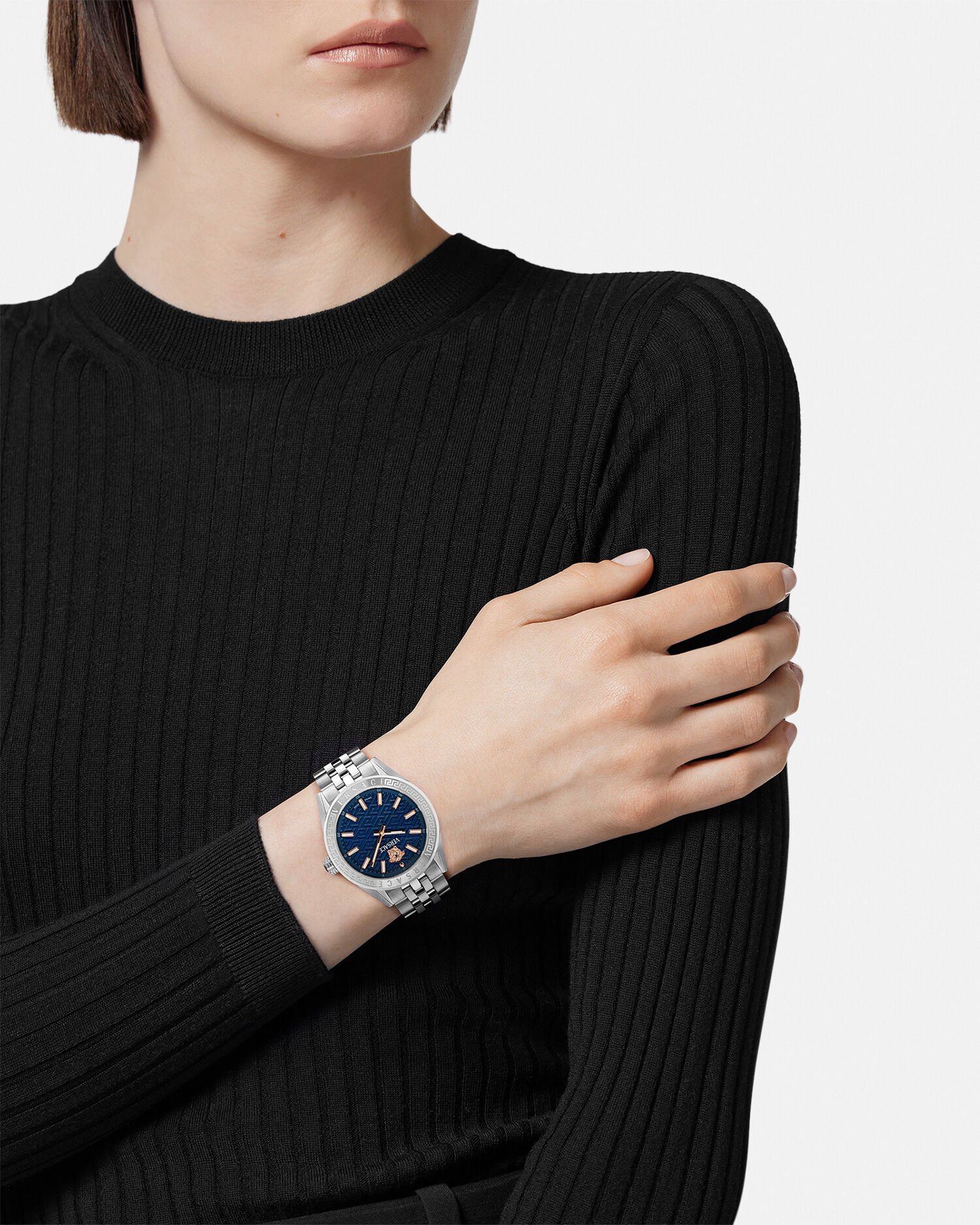 V-Code Lady Watch Blue,Silver | VERSACE US