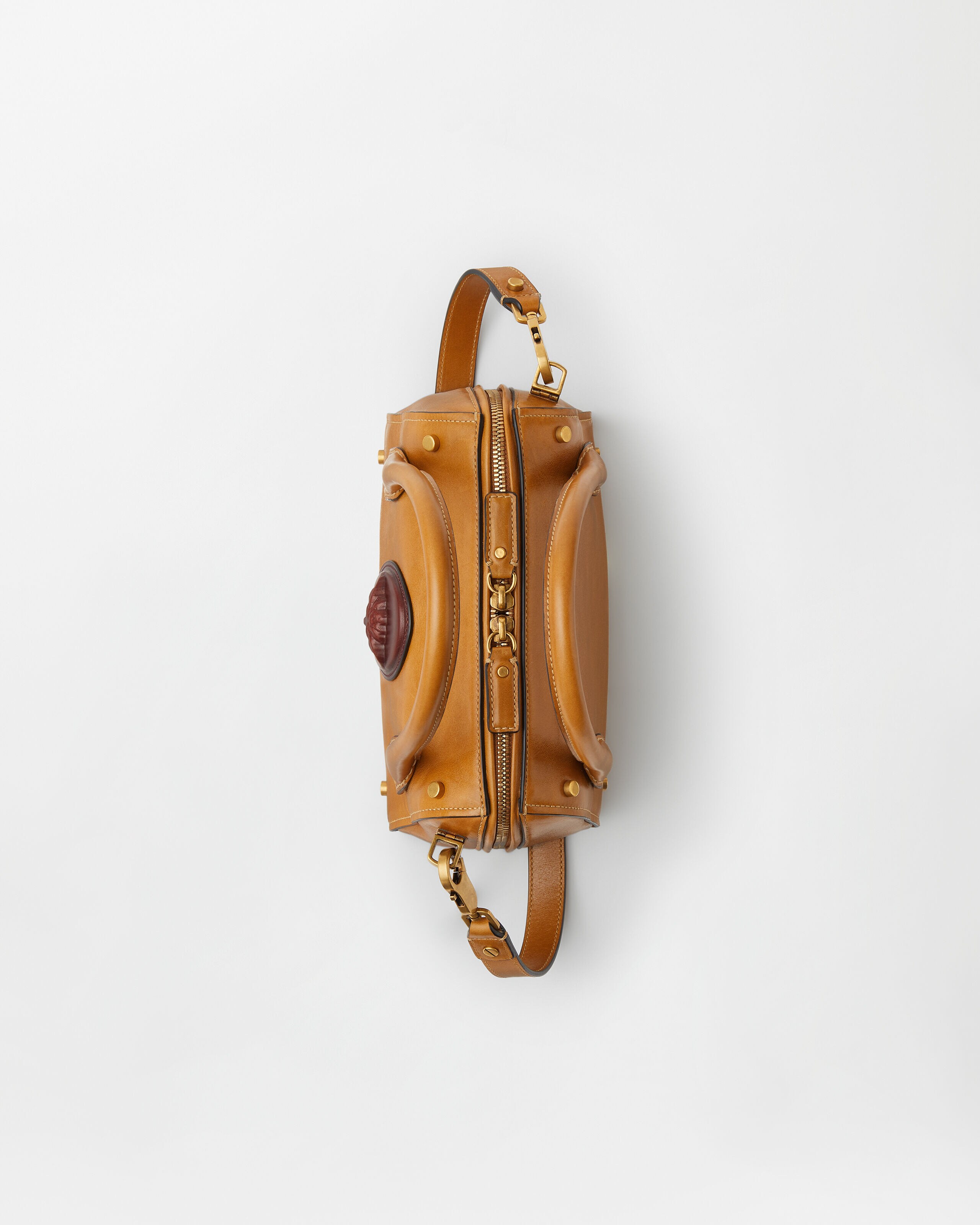 バッグ Leather boston bag / brown Roomy Small Leather Boston Bag Brown | VERSACE US