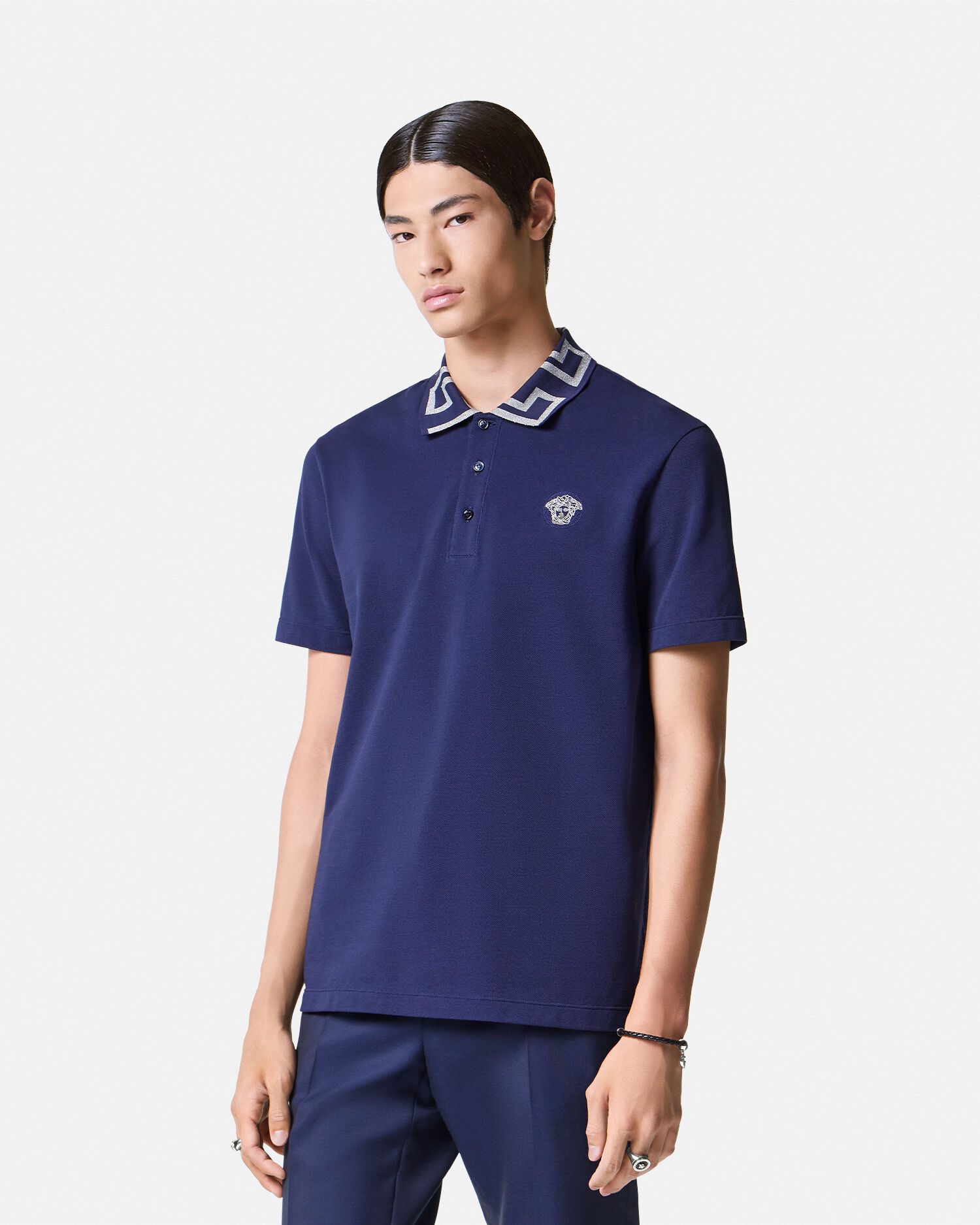 Versace blue 2025 polo shirt