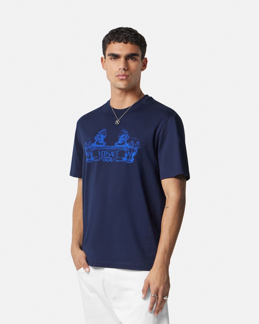 Versace Cartouche Tshirt Blue VERSACE US