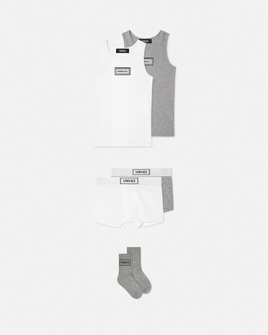 Lot de 2&nbsp;boxers en jersey de coton c&ocirc;tel&eacute; Kids Blanc+Argent 2