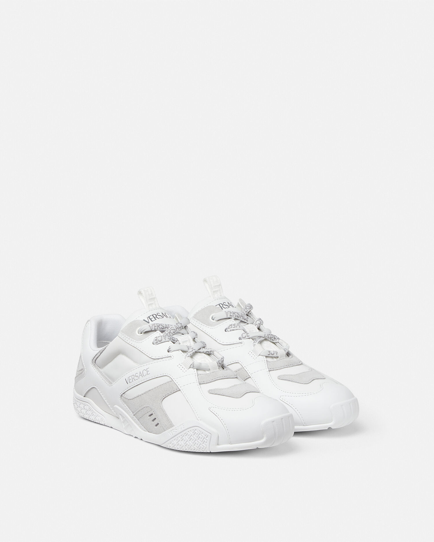 【C26198】ホワイト・ブレス Galaxia Leather Sneakers White | VERSACE US