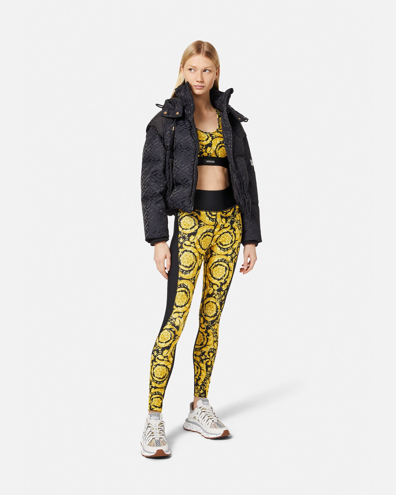 Barocco Gym Sports Bra Black | VERSACE US