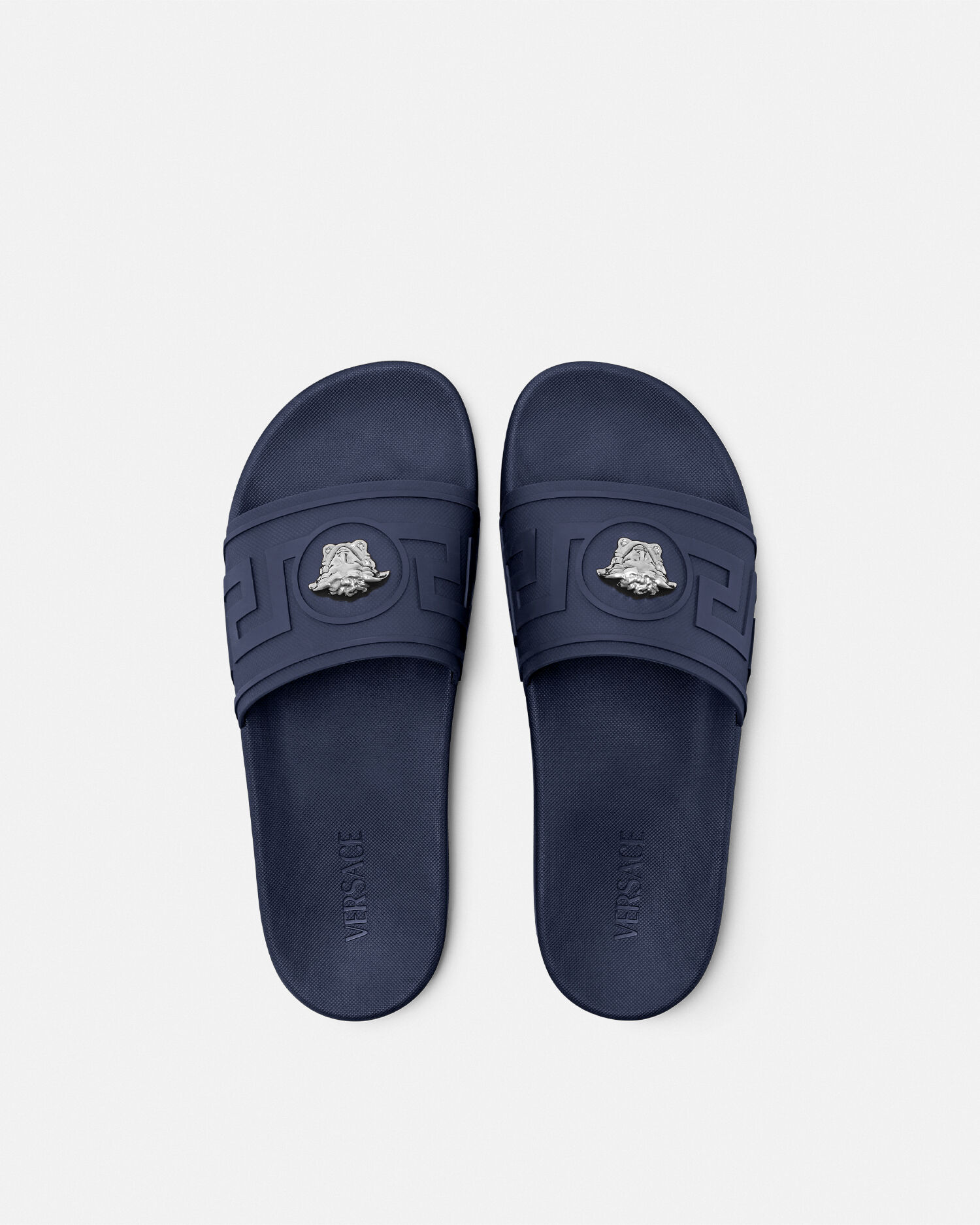 La Medusa Rubber Sliders Blue | VERSACE US