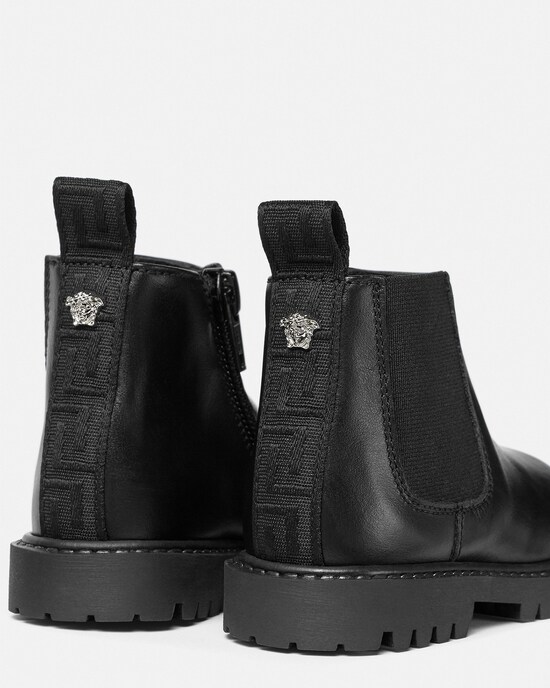 Versace Baby botas Chelsea de piel Negro+Plateado 2