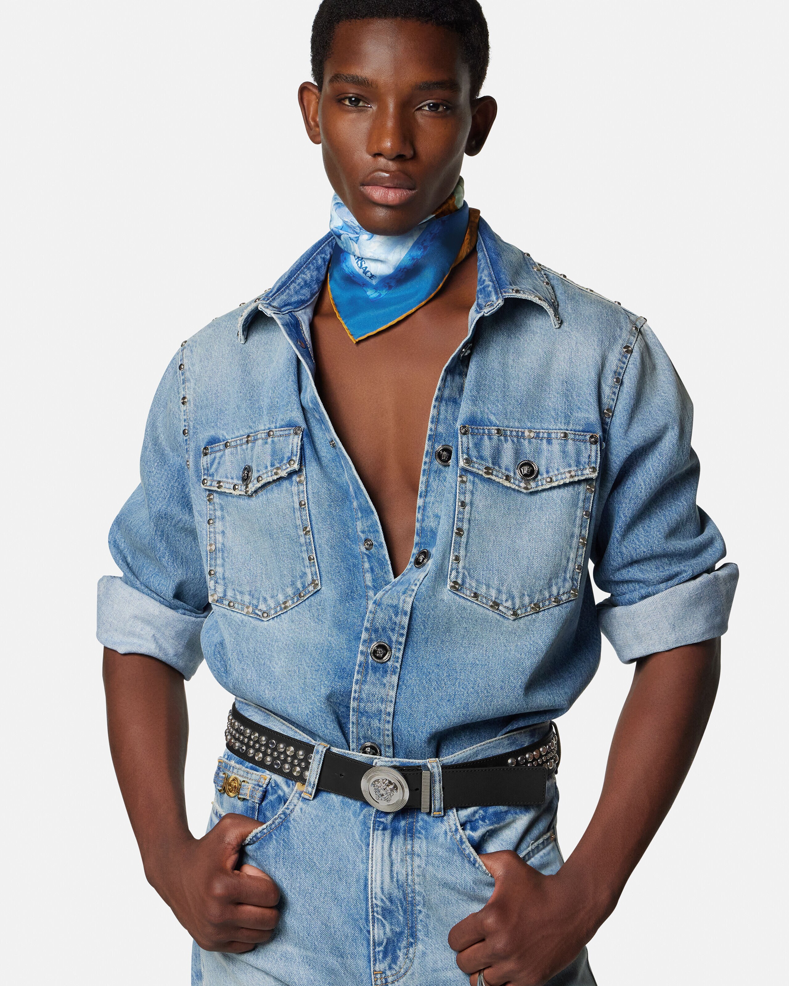 Printed Silk Twill Scarf 90 cm Print | VERSACE US