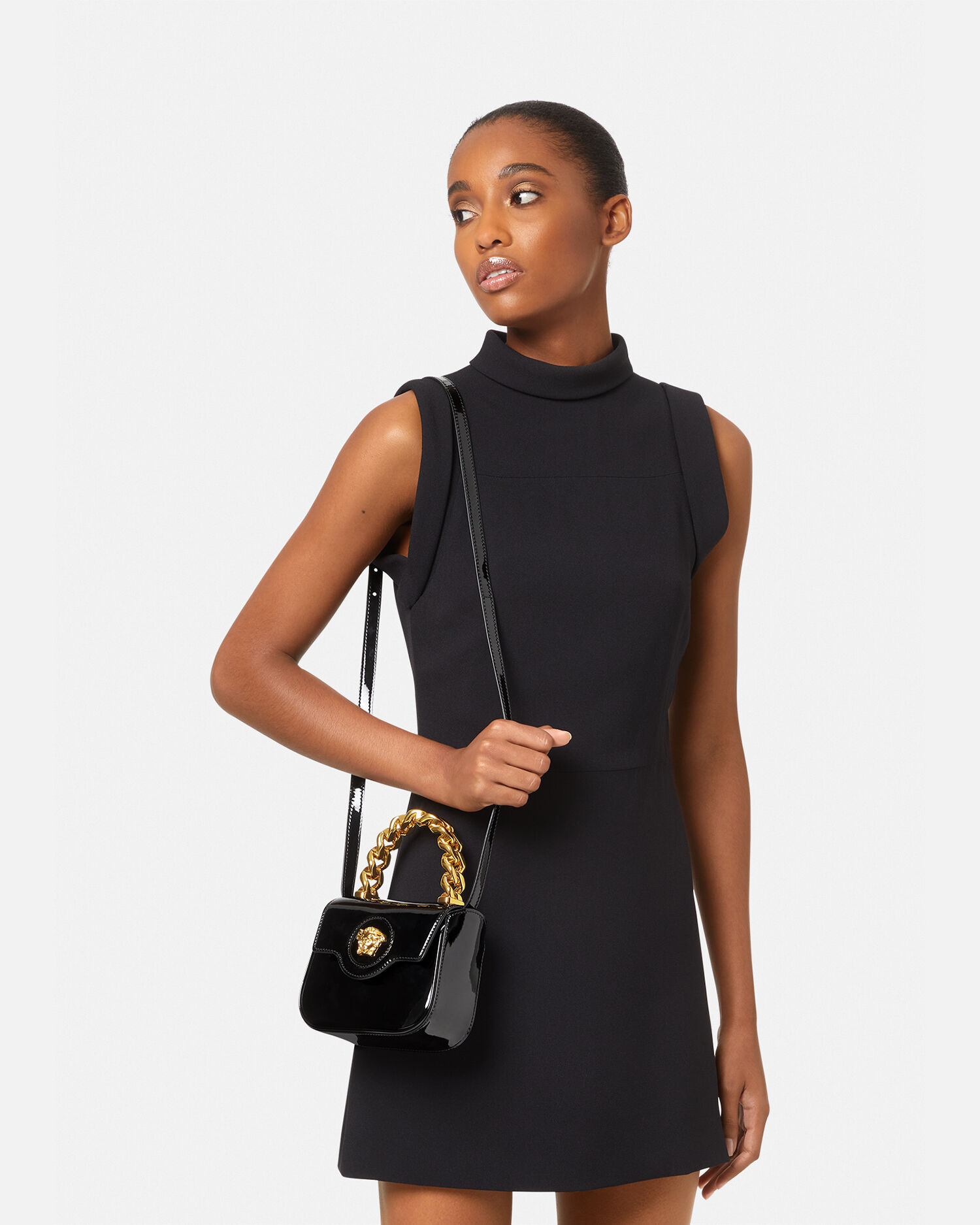 Versace black and shop gold bag
