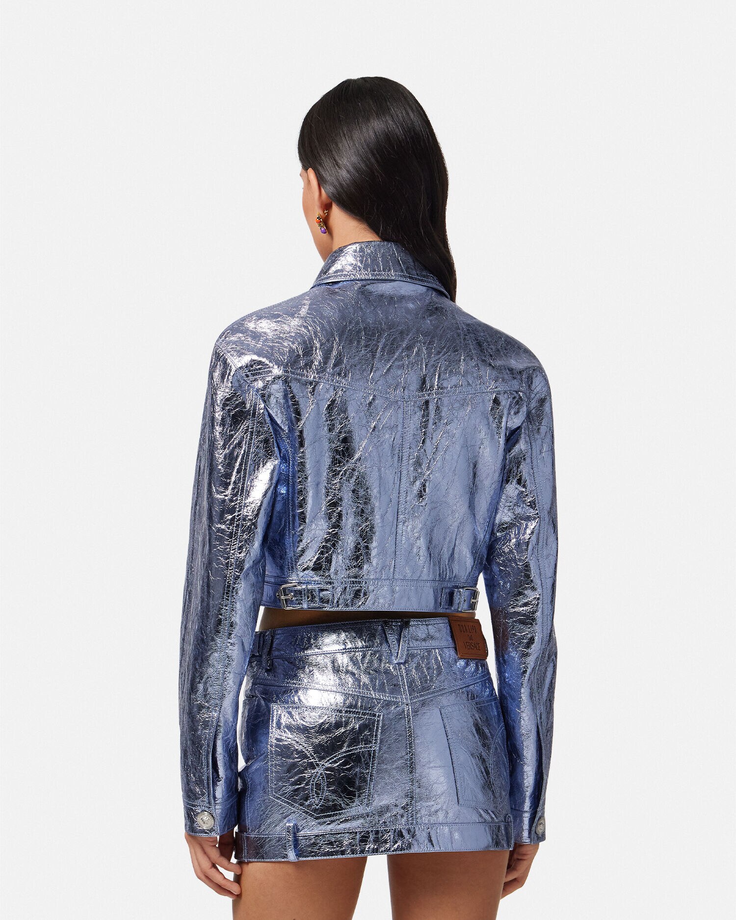 Metallic leather jacket store