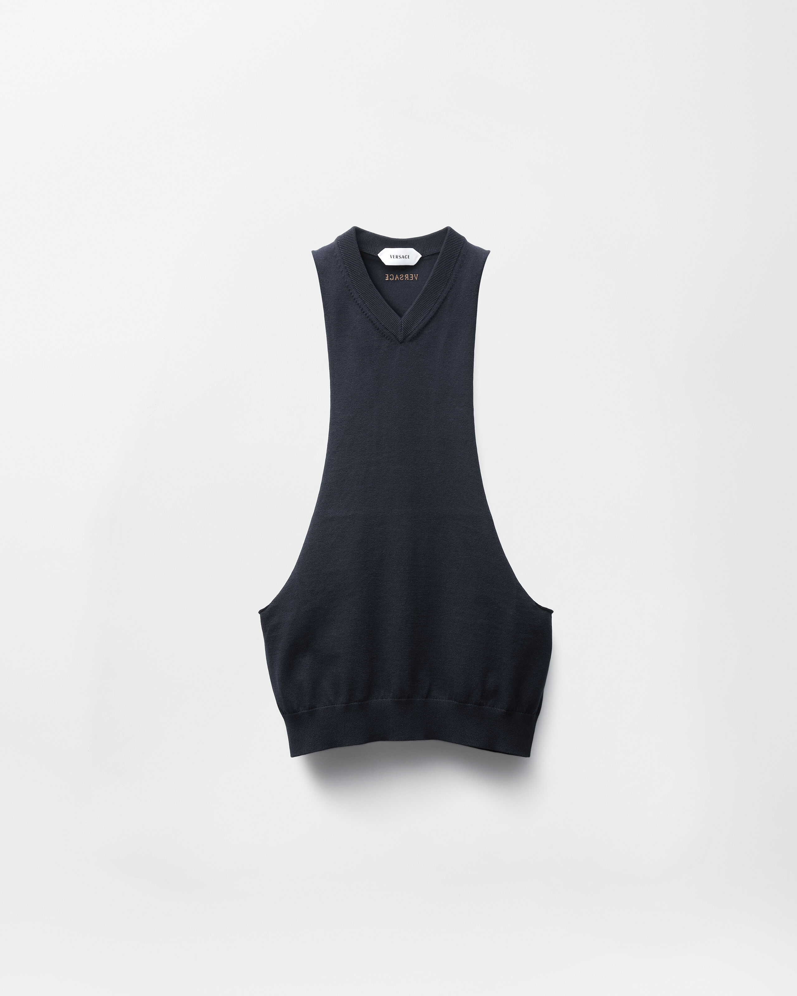 Cotton Knit Tank Top Blue | VERSACE US