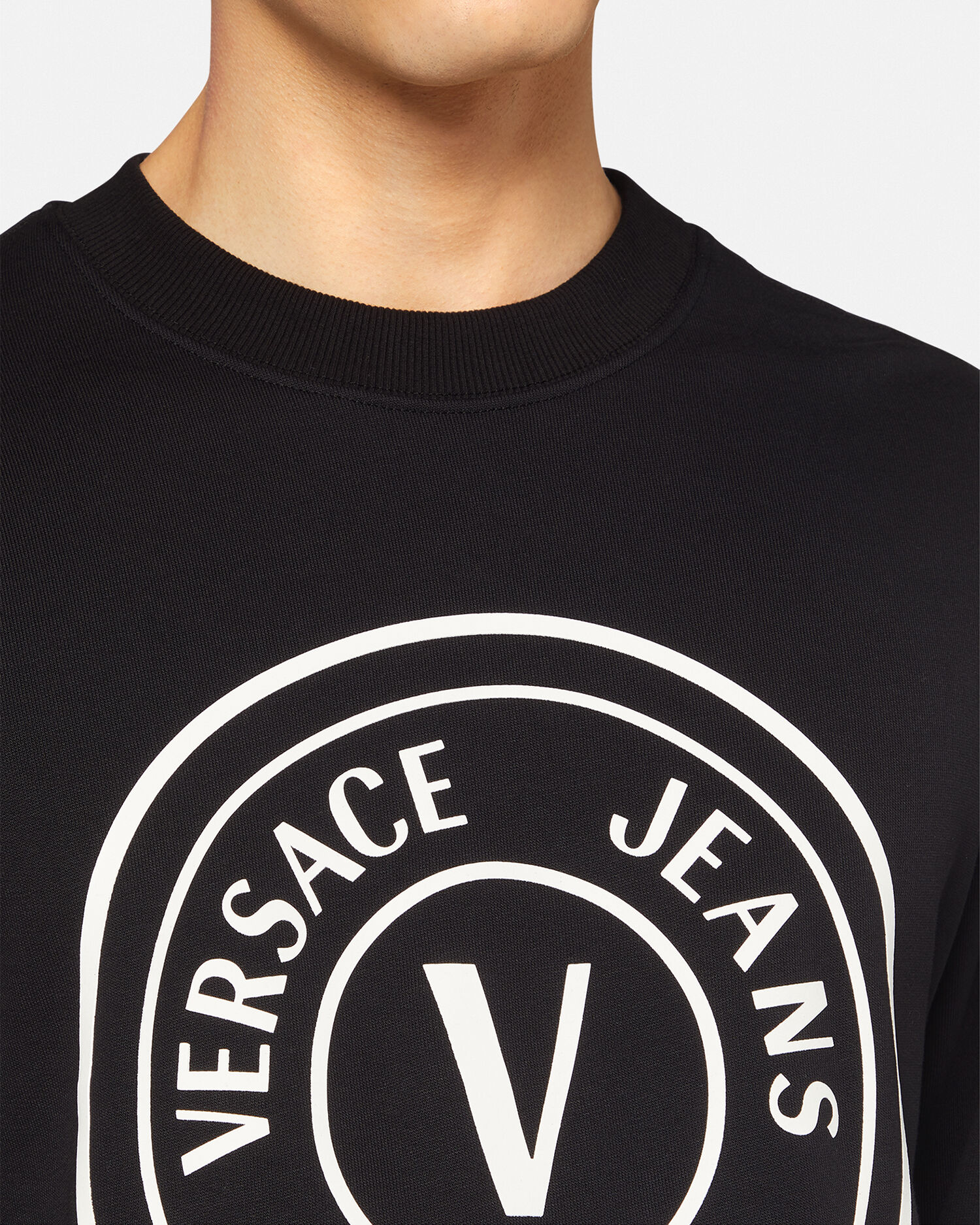 V Emblem Jumper Black Print VERSACE UK