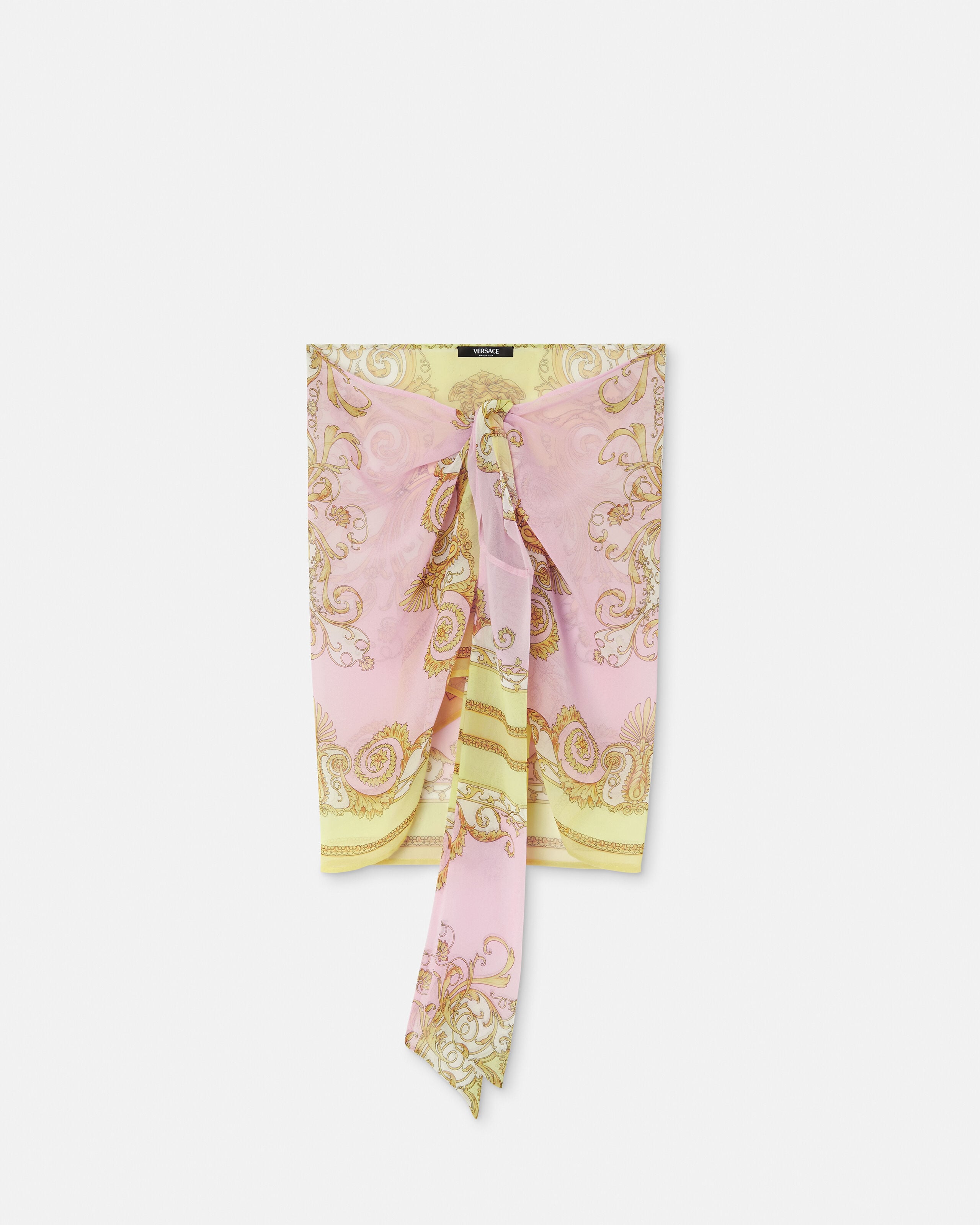 Printed Foulard Skirt Yellow,Pink | VERSACE US
