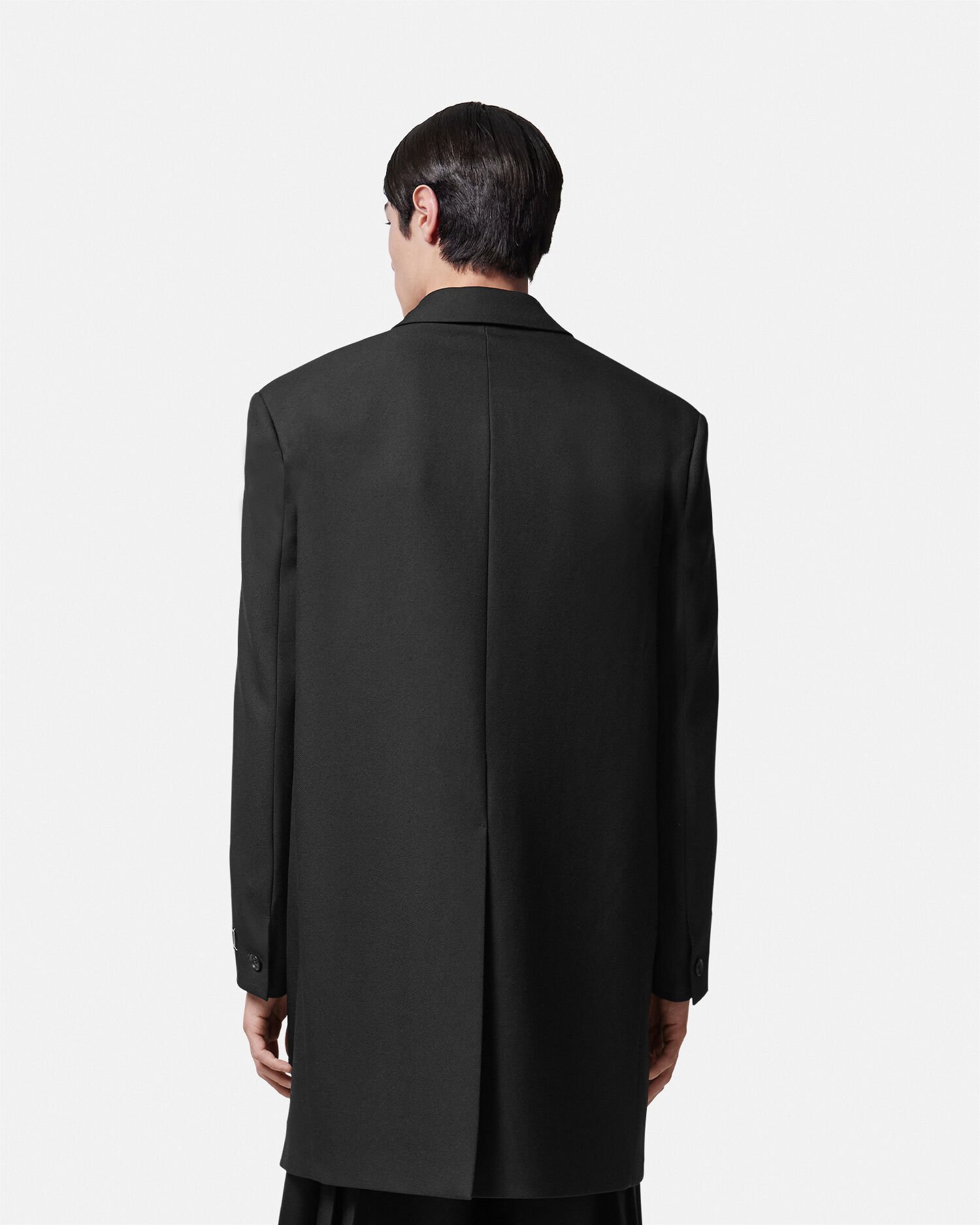 Tailored Single Breasted Coat Black VERSACE US