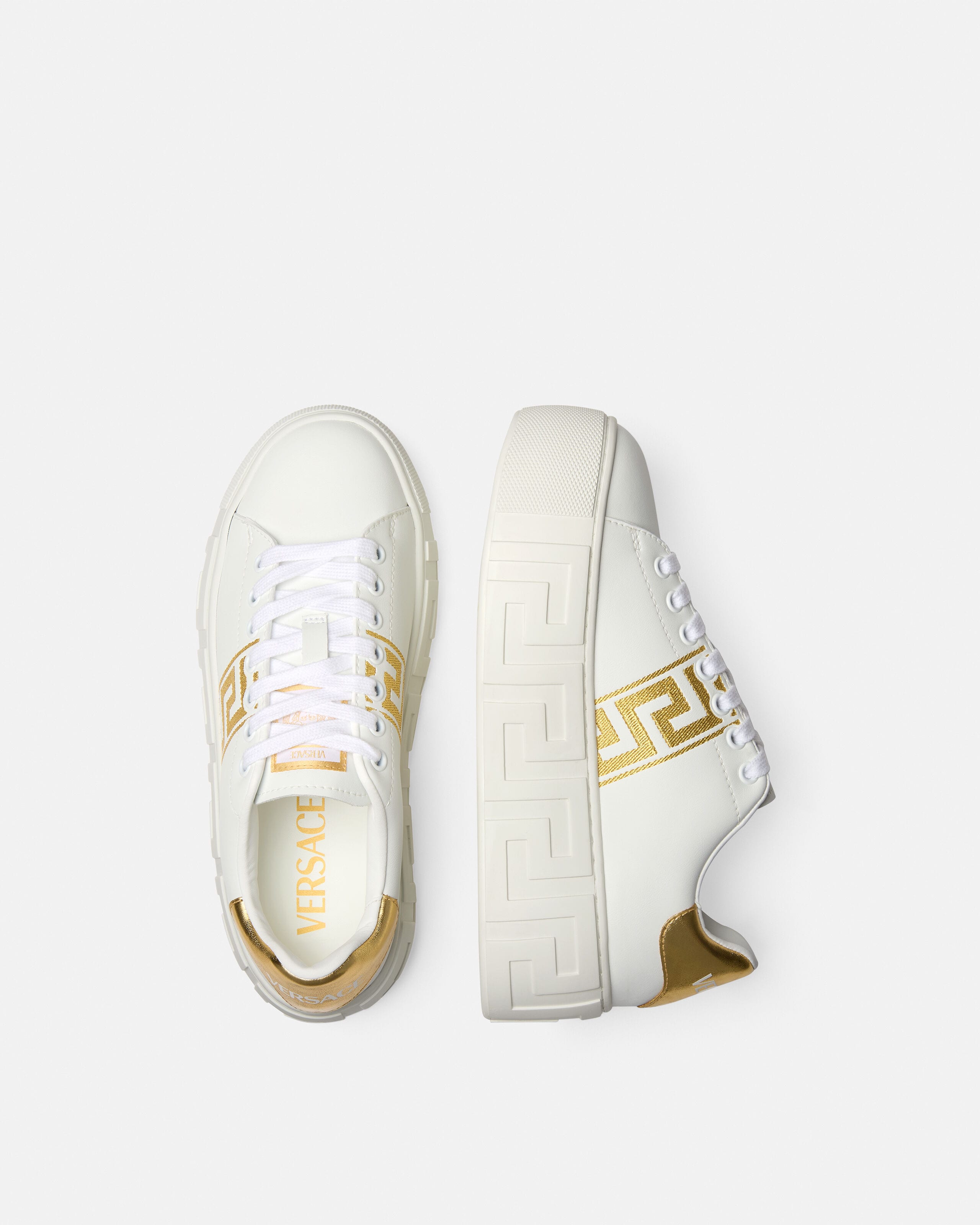La Greca Embroidered Platform Sneakers | VERSACE US