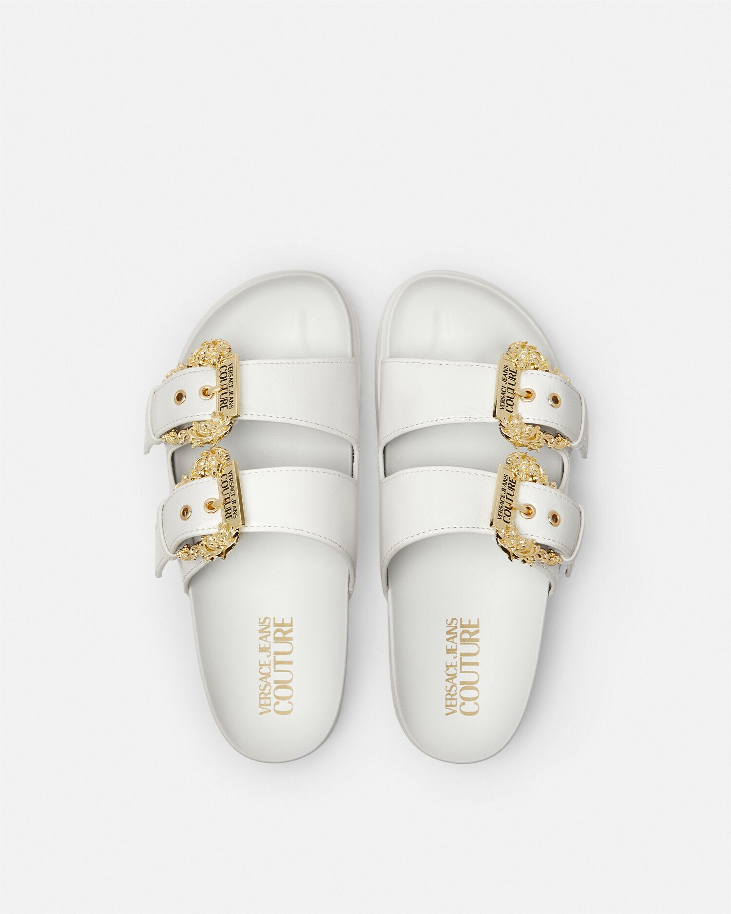 Baroque Buckle Sandals White Print VERSACE UK