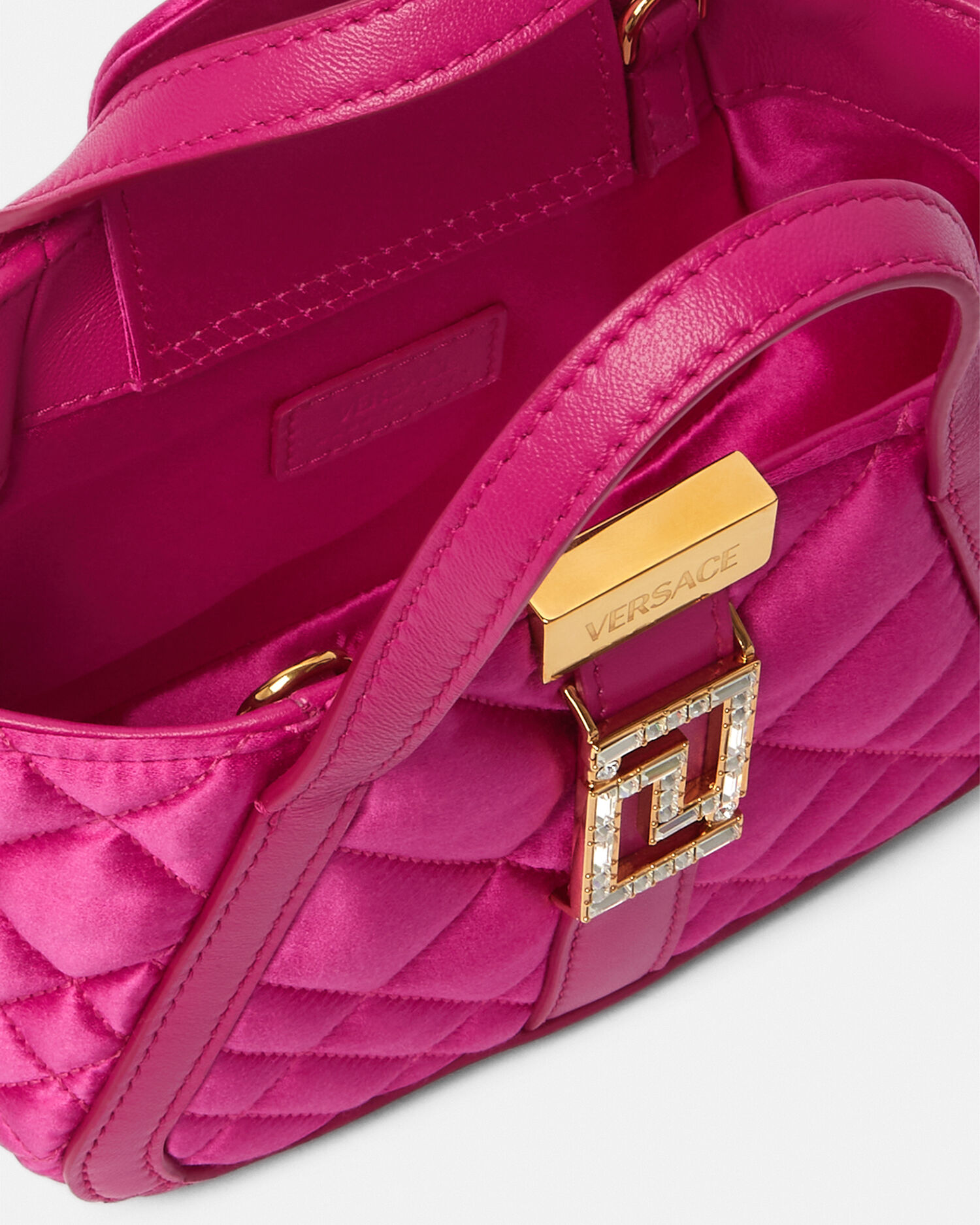Crystal Greca Goddess Satin Mini Bag