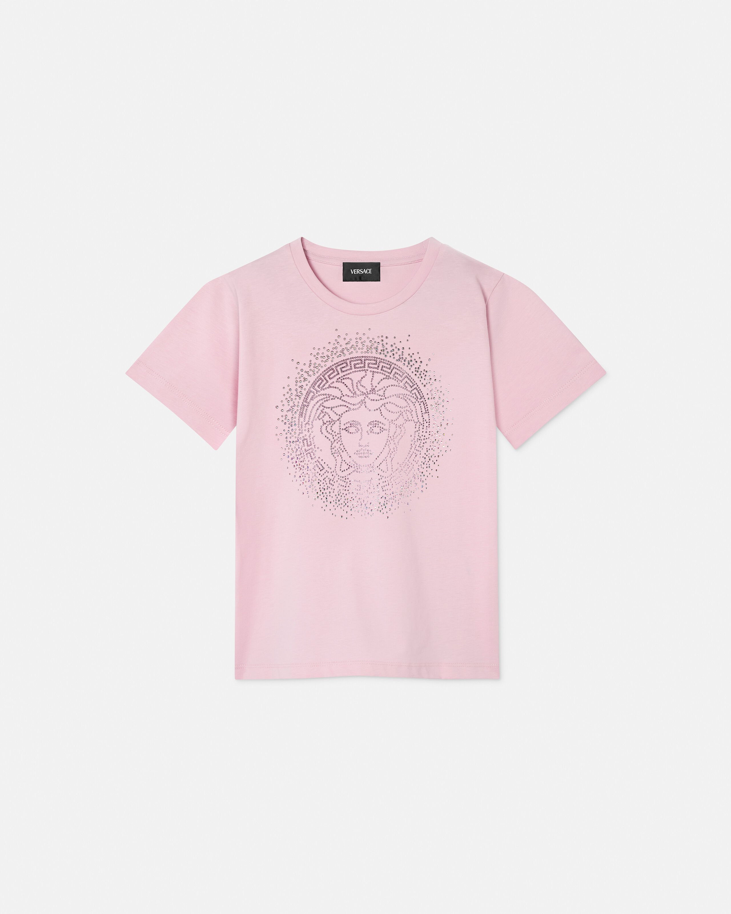 ヴェルサーチ Versace メデューサ ロゴ シャツ 38 ピンク Tシャツ Kids Embellished Printed Cotton-Jersey T-Shirt Pink | VERSACE US