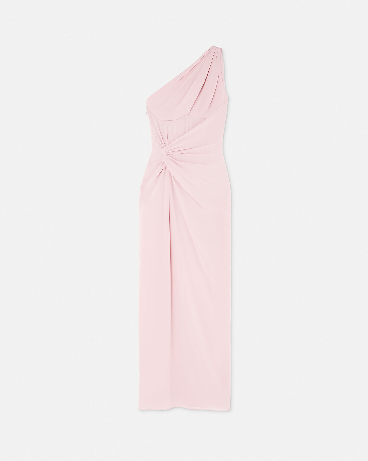 One Shoulder Silk Georgette Gown Pink VERSACE US