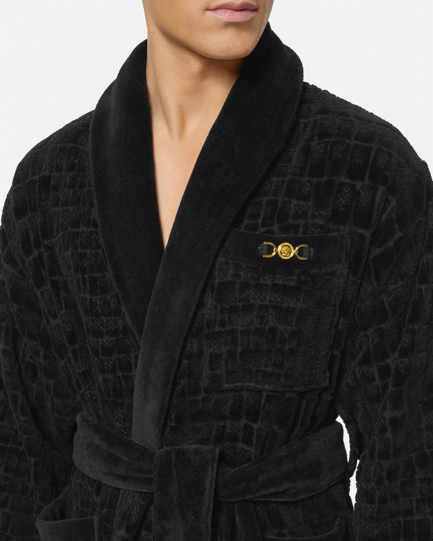 Versace black bathrobe on sale