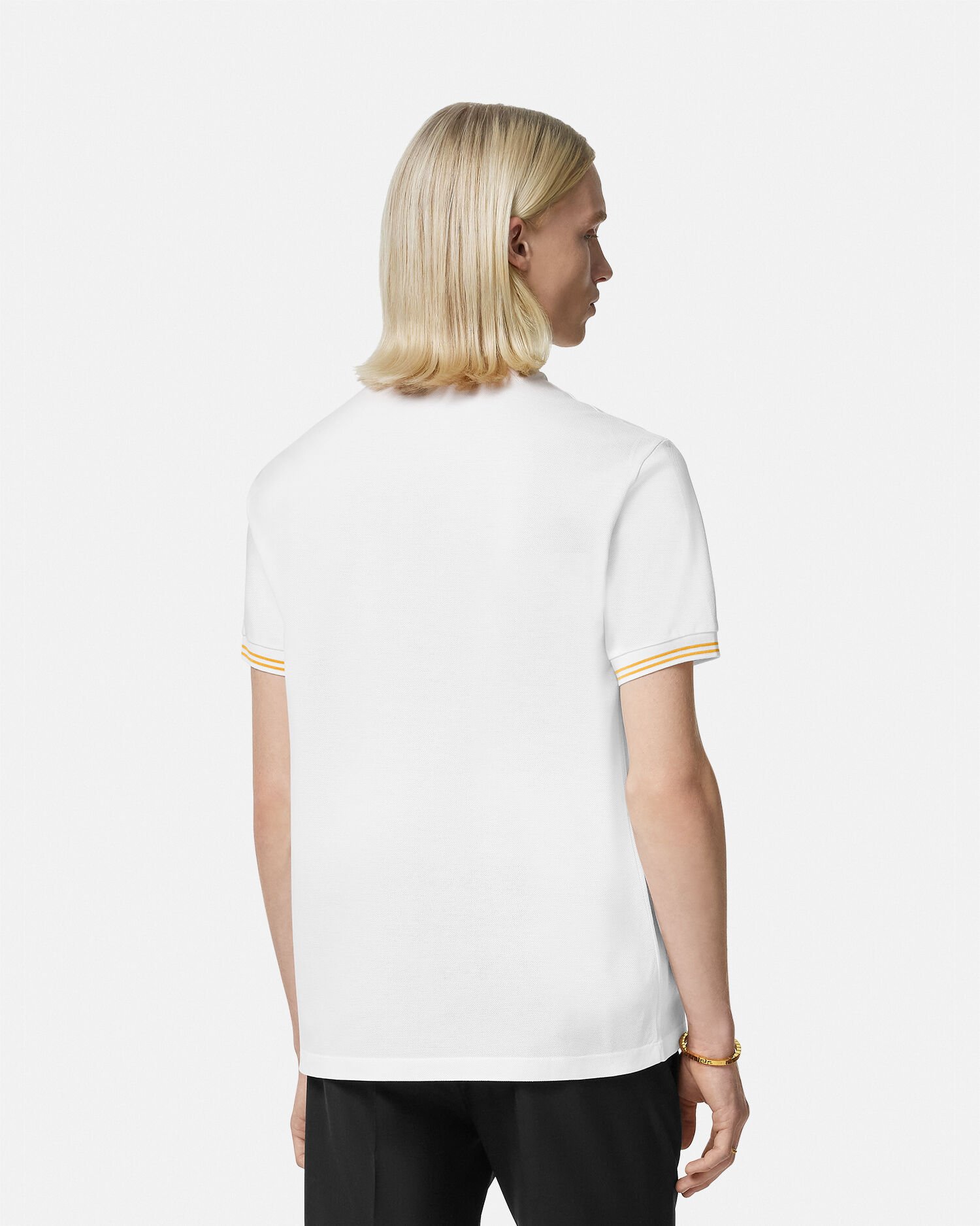 Embroidered Cotton Piqué Polo White | VERSACE US