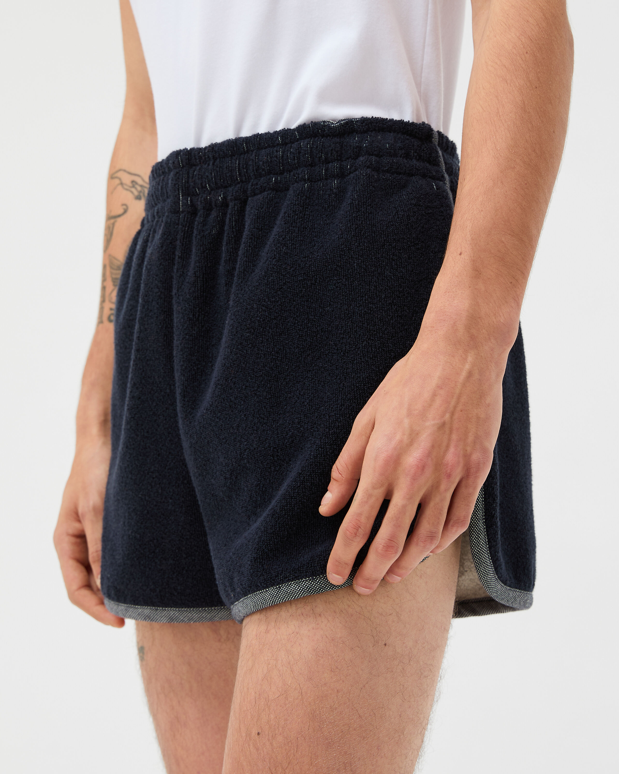 Cotton-Terry Jacquard Sweat Shorts Blue | VERSACE US