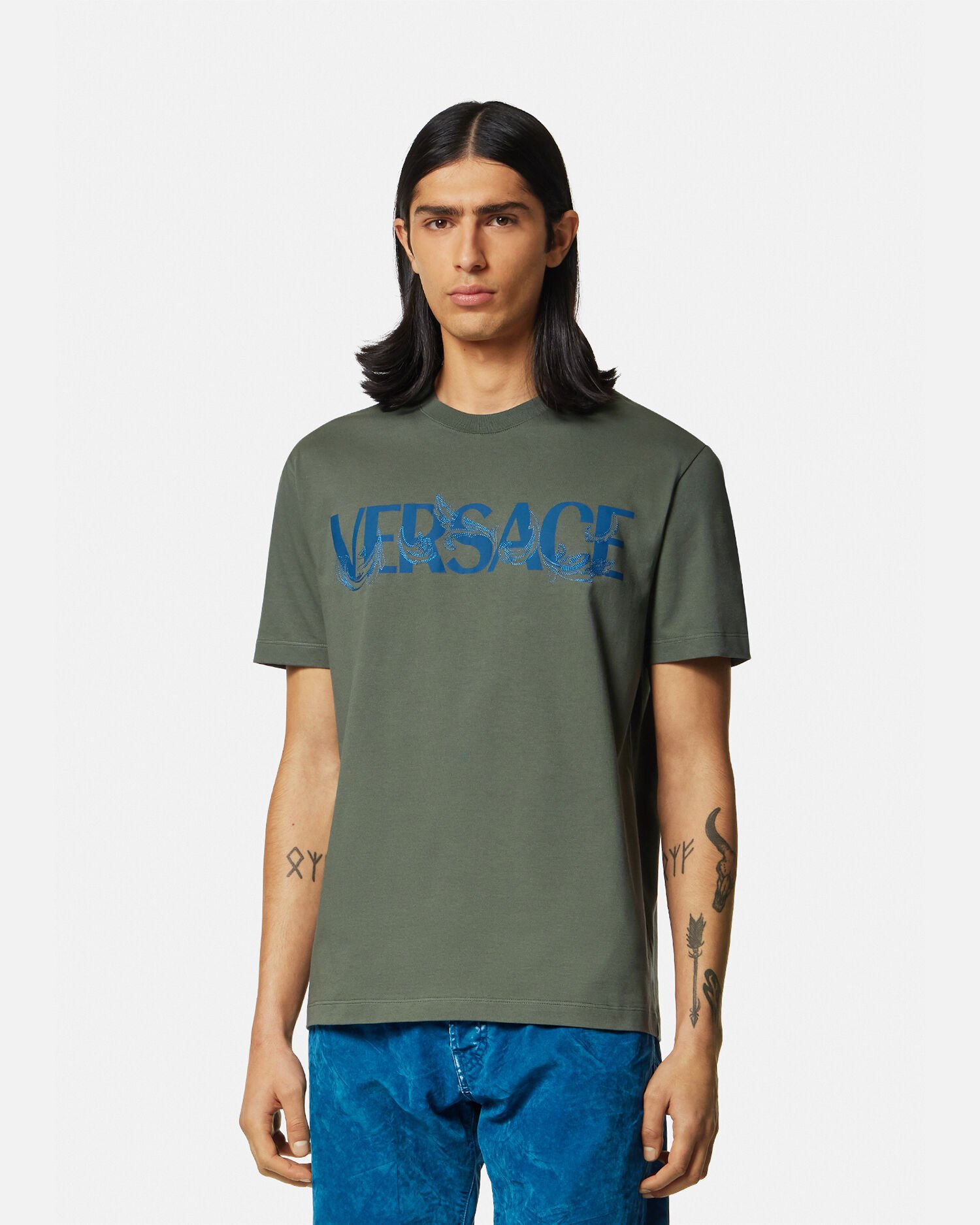 Versace Barocco Silhouette Logo T Shirt for Men Online Store EU