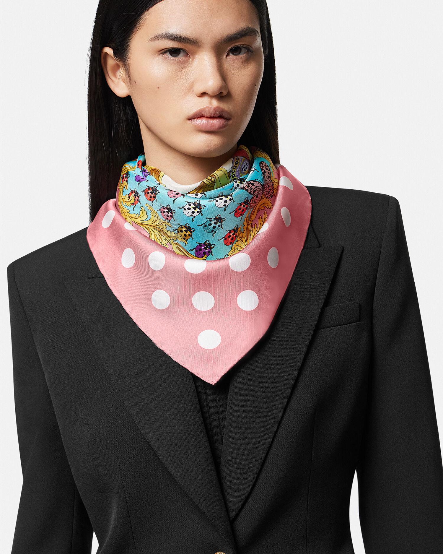Versace foulard top silk scarf