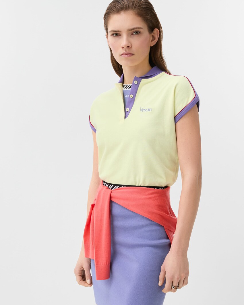 Embroidered-Logo Cotton Piqu&eacute; Polo  Yellow 4