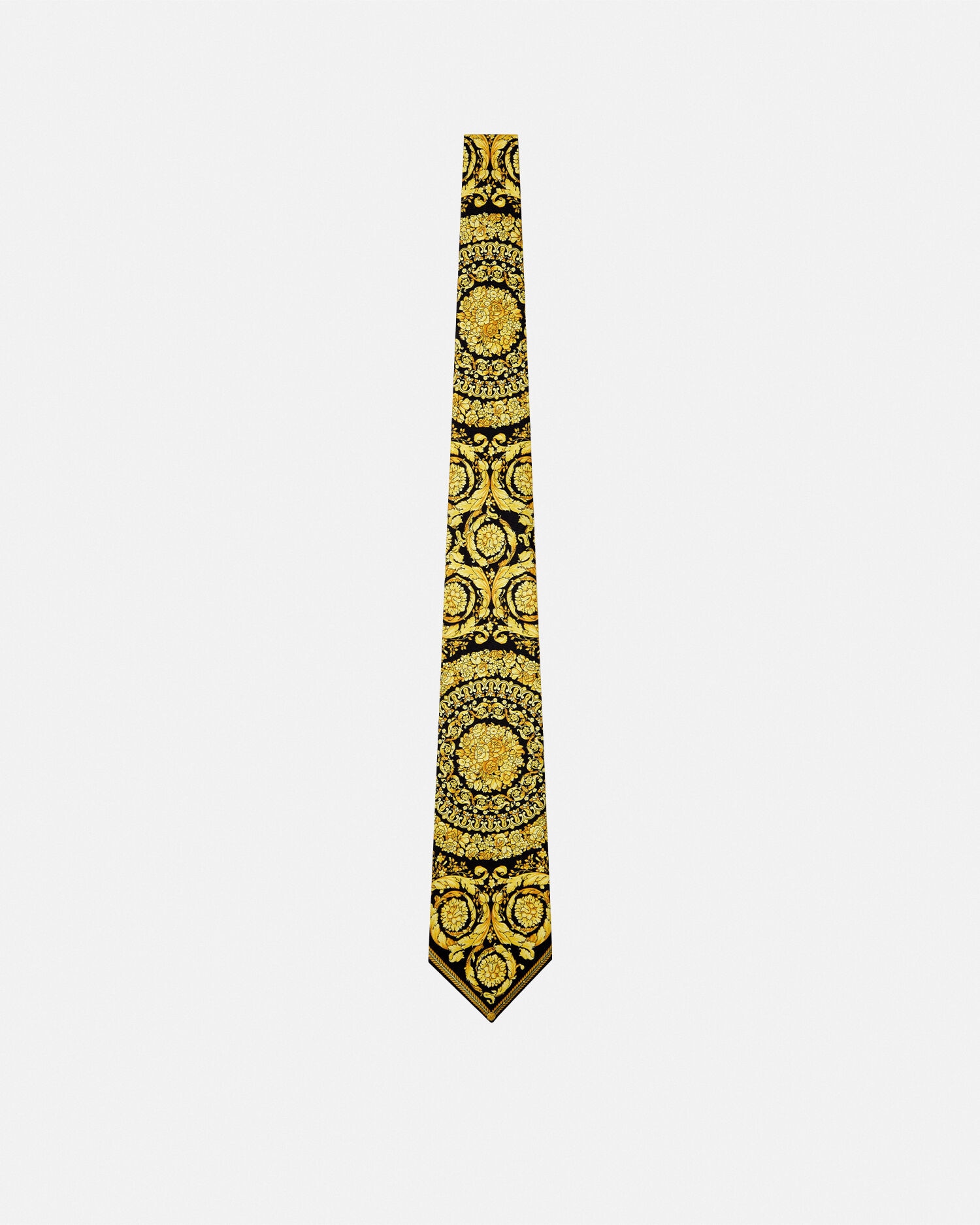 Barocco Silk Tie Black,Print | VERSACE US