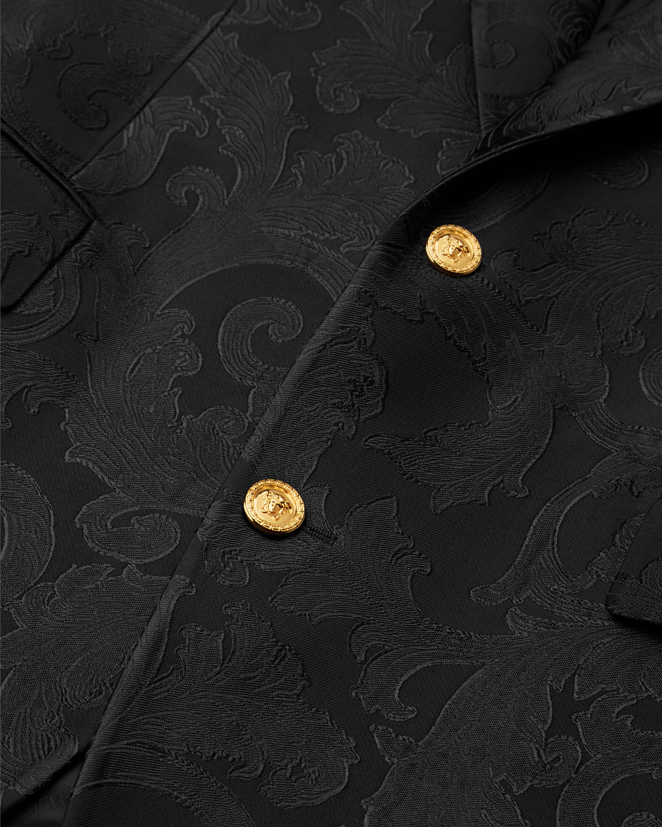 Jacquard Wool-Blend Blazer Black | VERSACE ZA