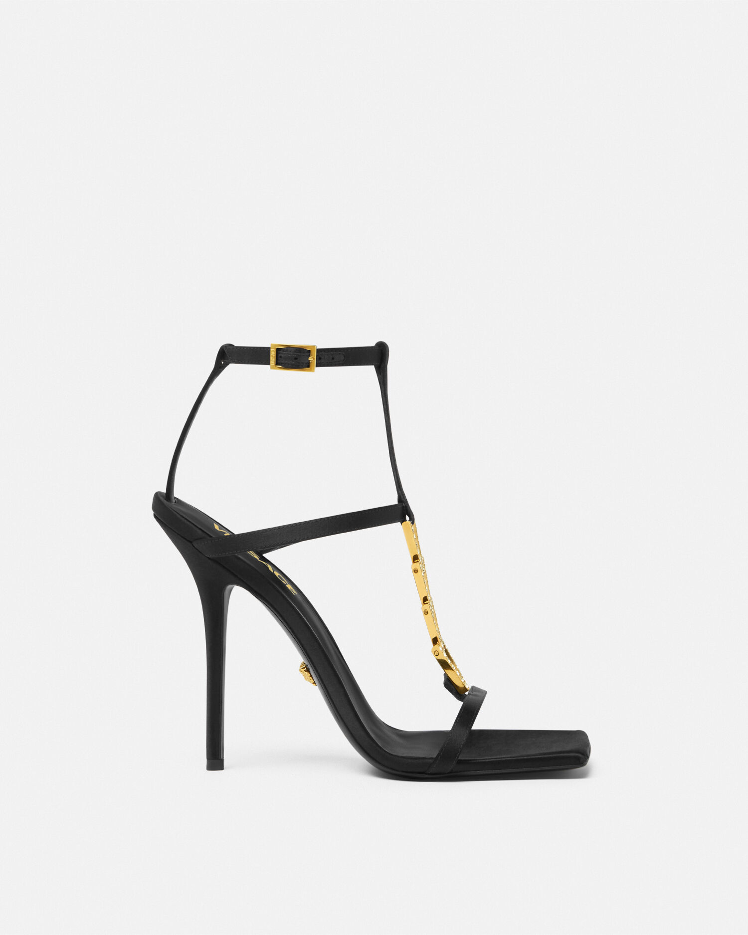 サンダル・ミュール VERSACE Women Sandals 1018364DVT2P1W560 WHITE $1275 Versace Women's White Leather Ankle Strap Heels