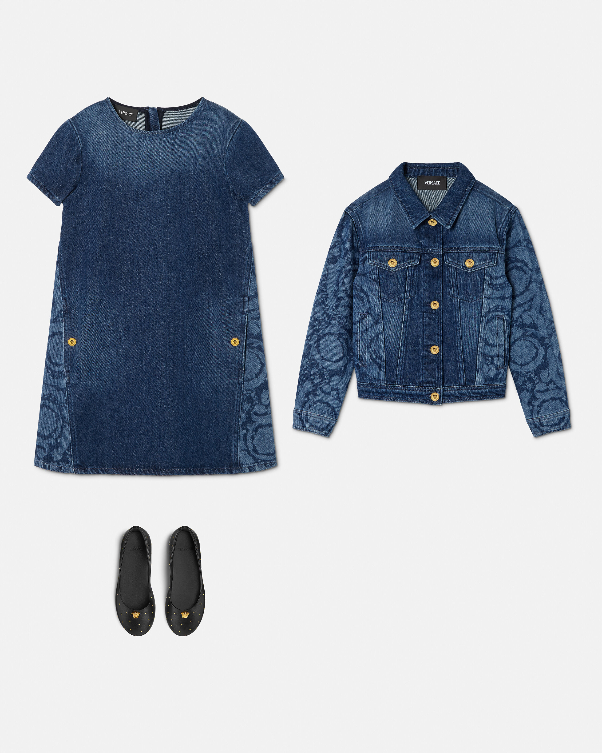 Kids Lasered Denim Dress | VERSACE US