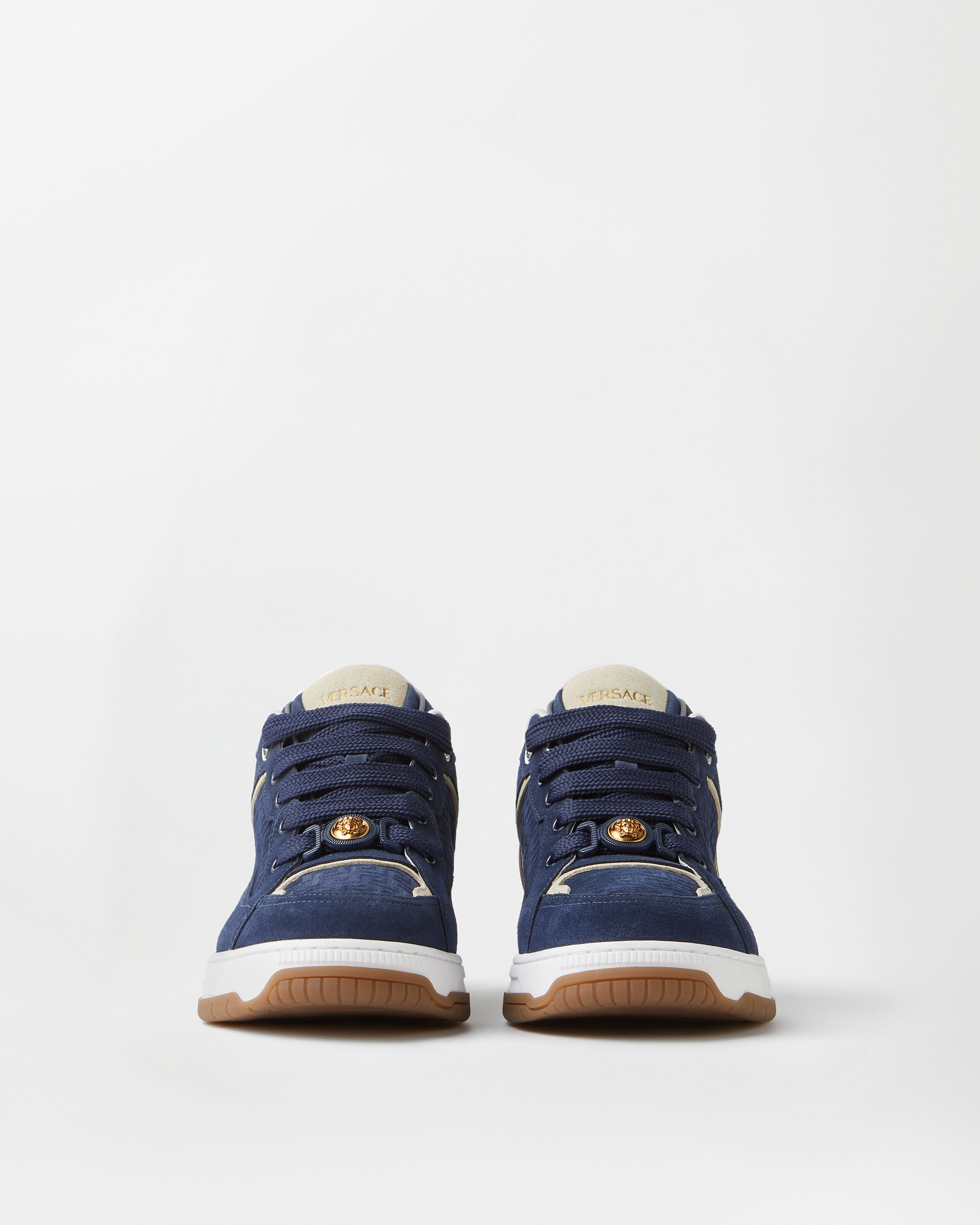 Biggie Basket Suede Sneakers Blue | VERSACE US