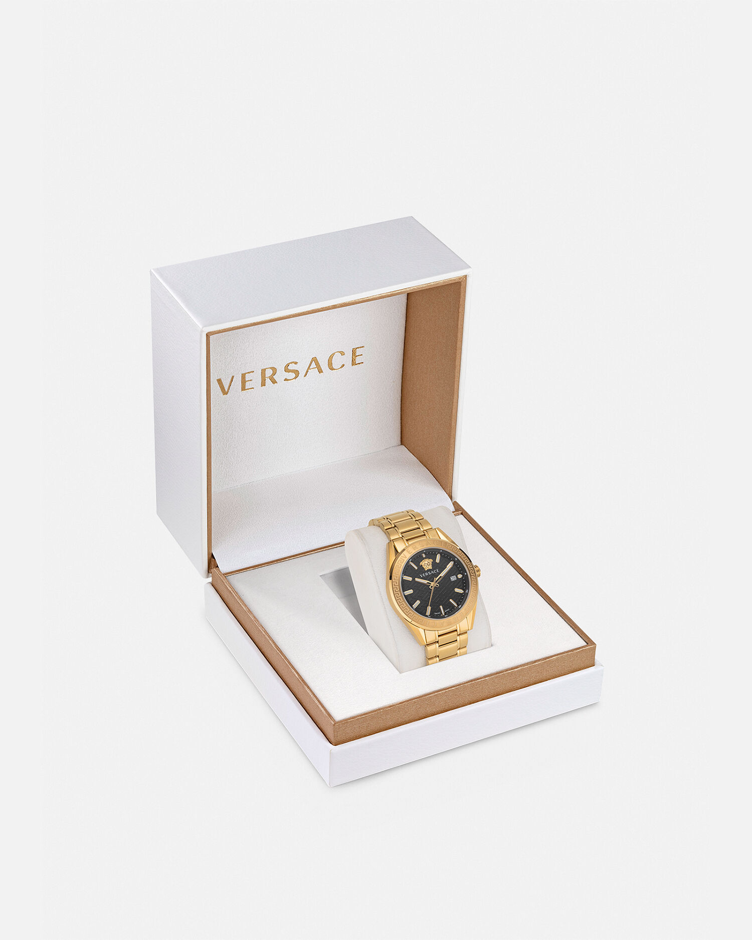 V-Code Watch Black,Gold | Versace US