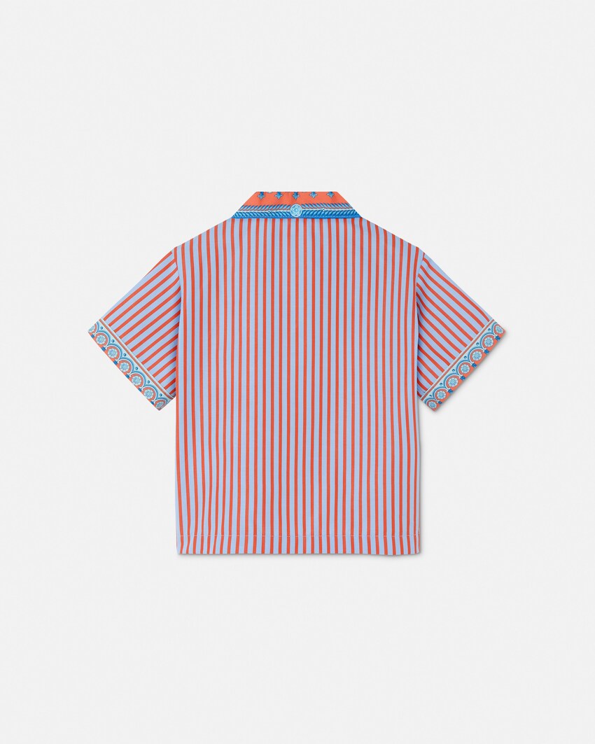 Camisa de popelina con rayas Kids  Az&uacute;l+Estampado 3