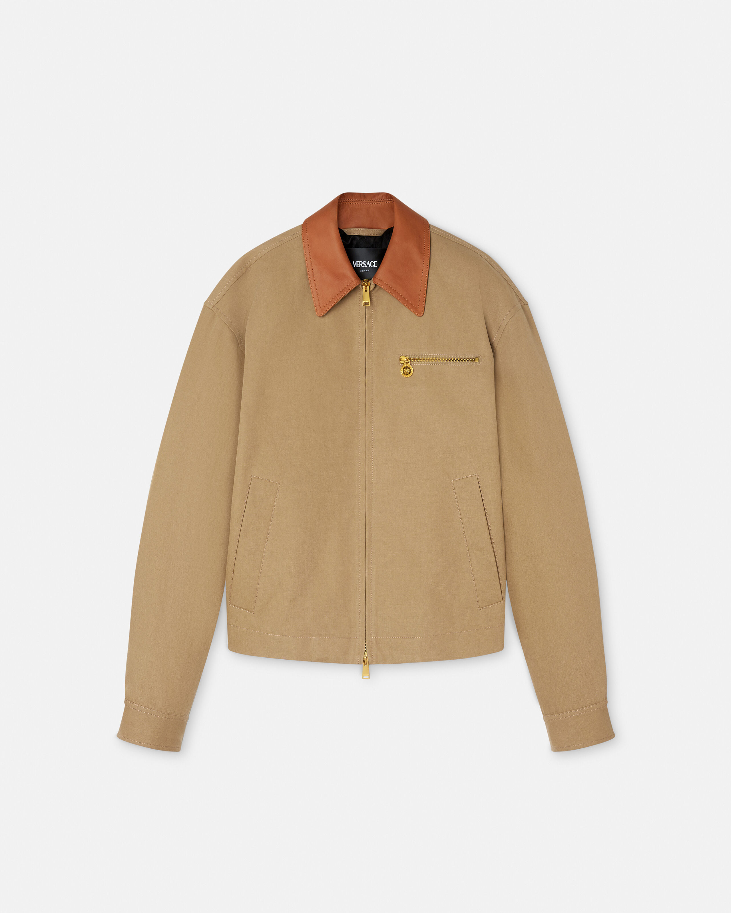 Cotton-Canvas Blouson Beige | VERSACE US