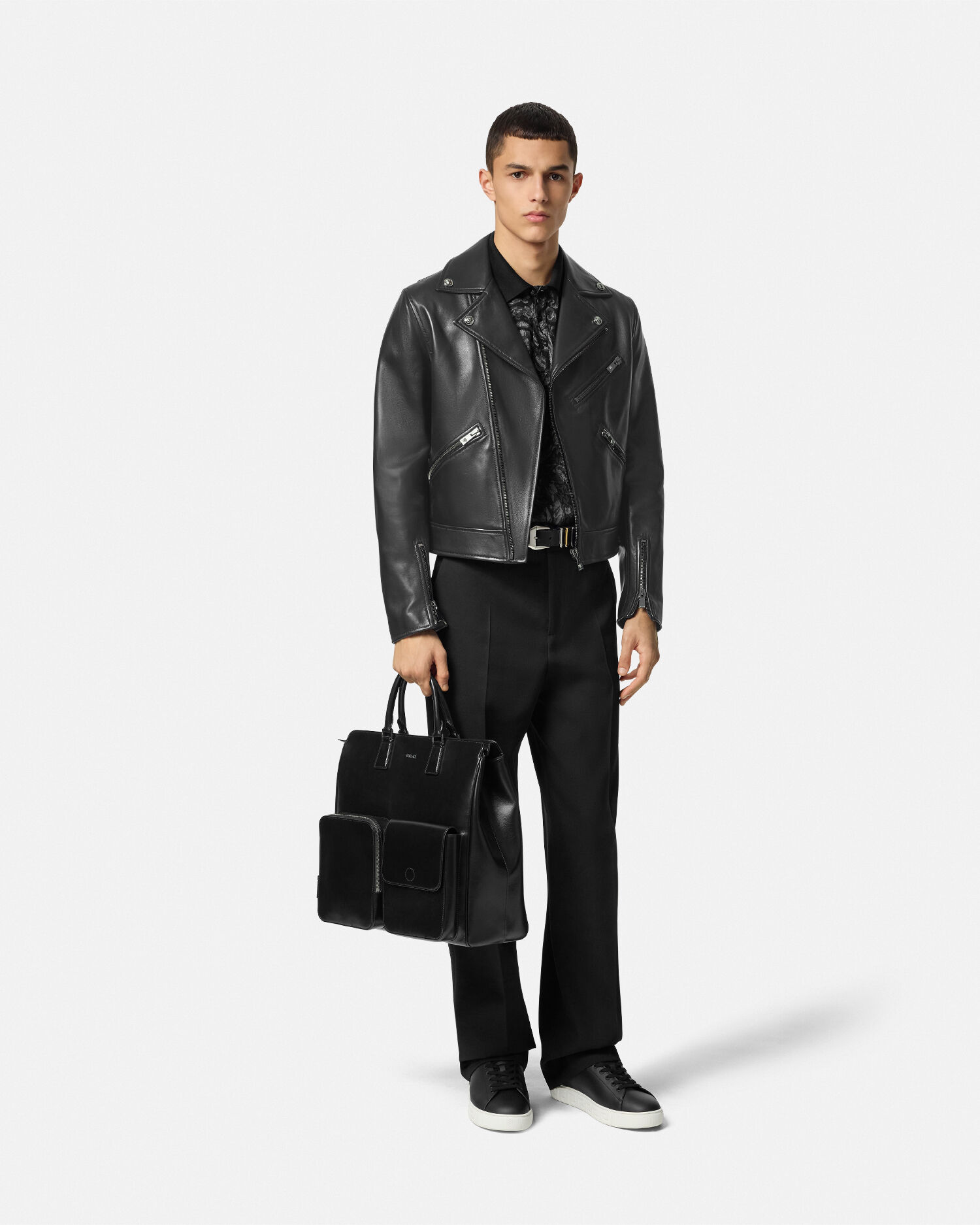 Nappa Biker Jacket Black | VERSACE US
