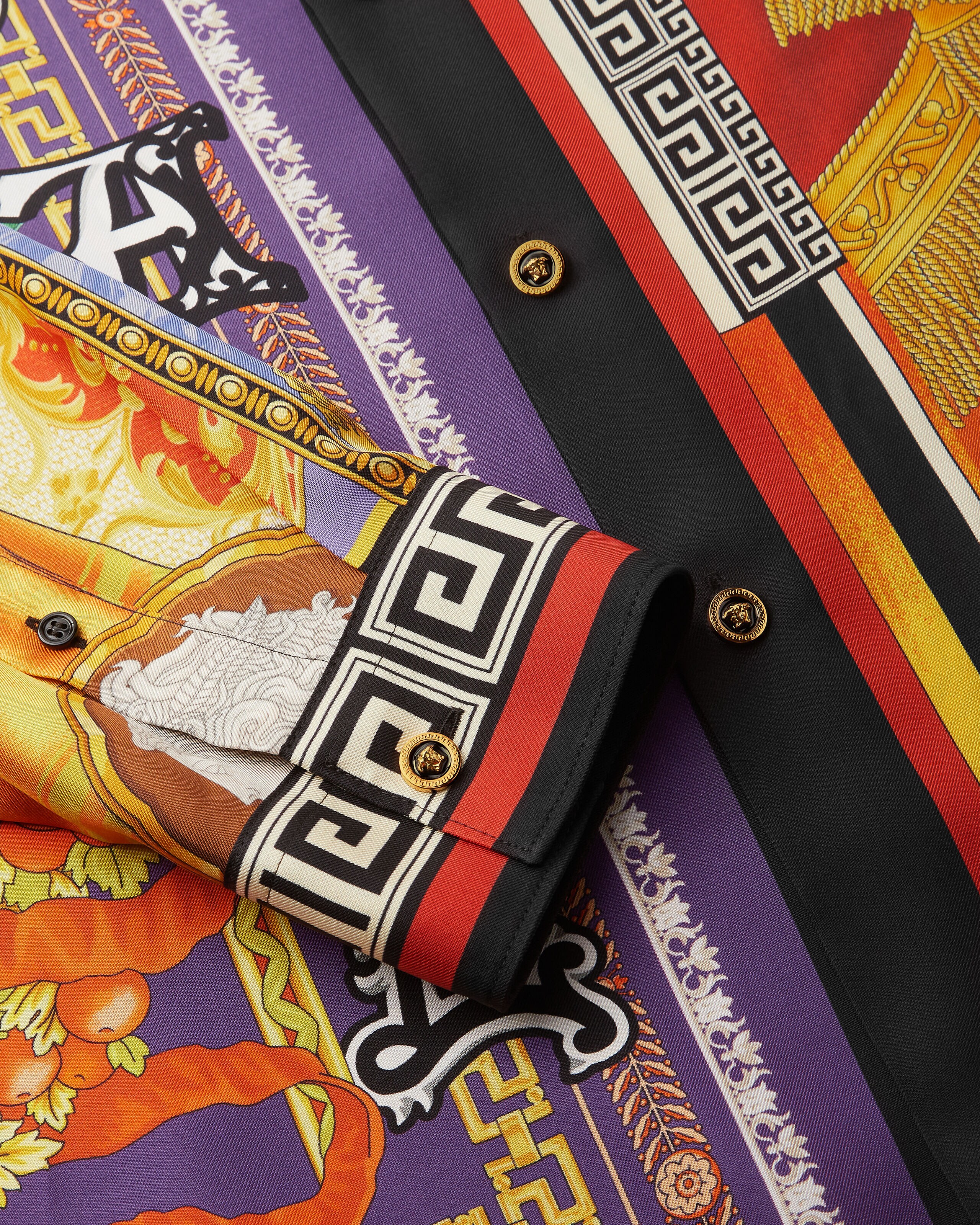 Printed Silk Twill Regular Shirt Print | VERSACE ZA