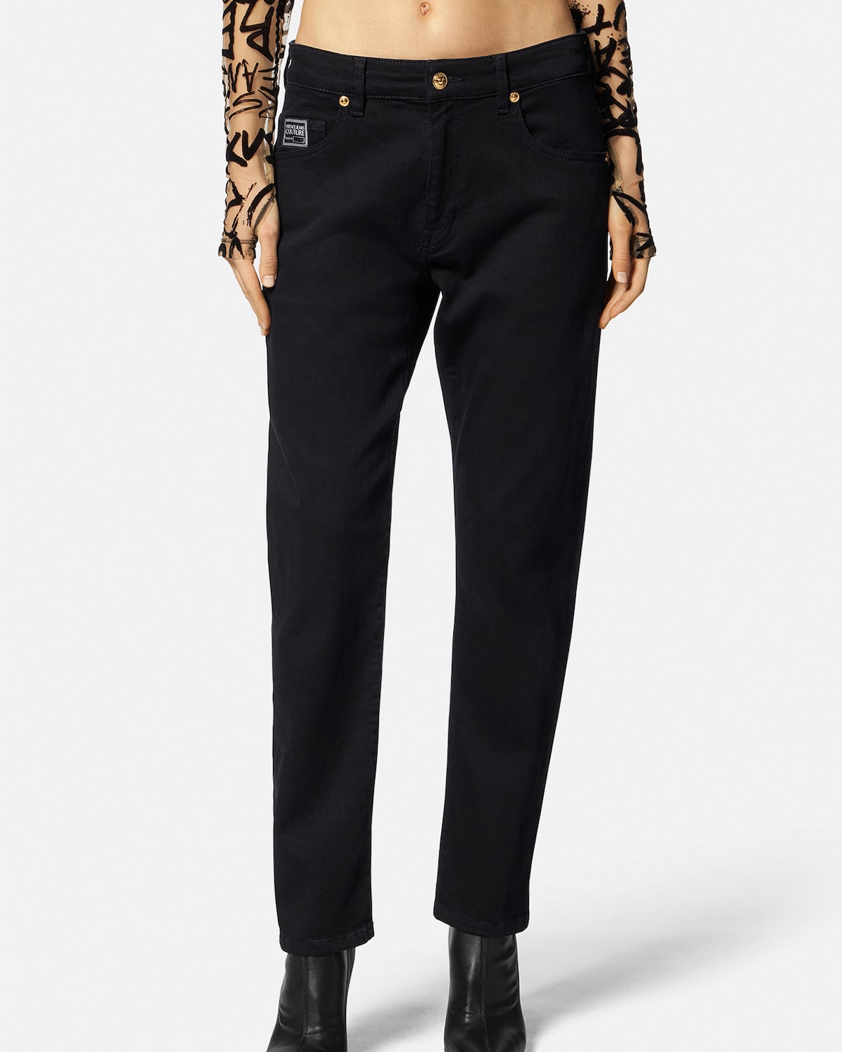 Versace Jeans Couture Logo Embroidered Jeans for Women US Online Store