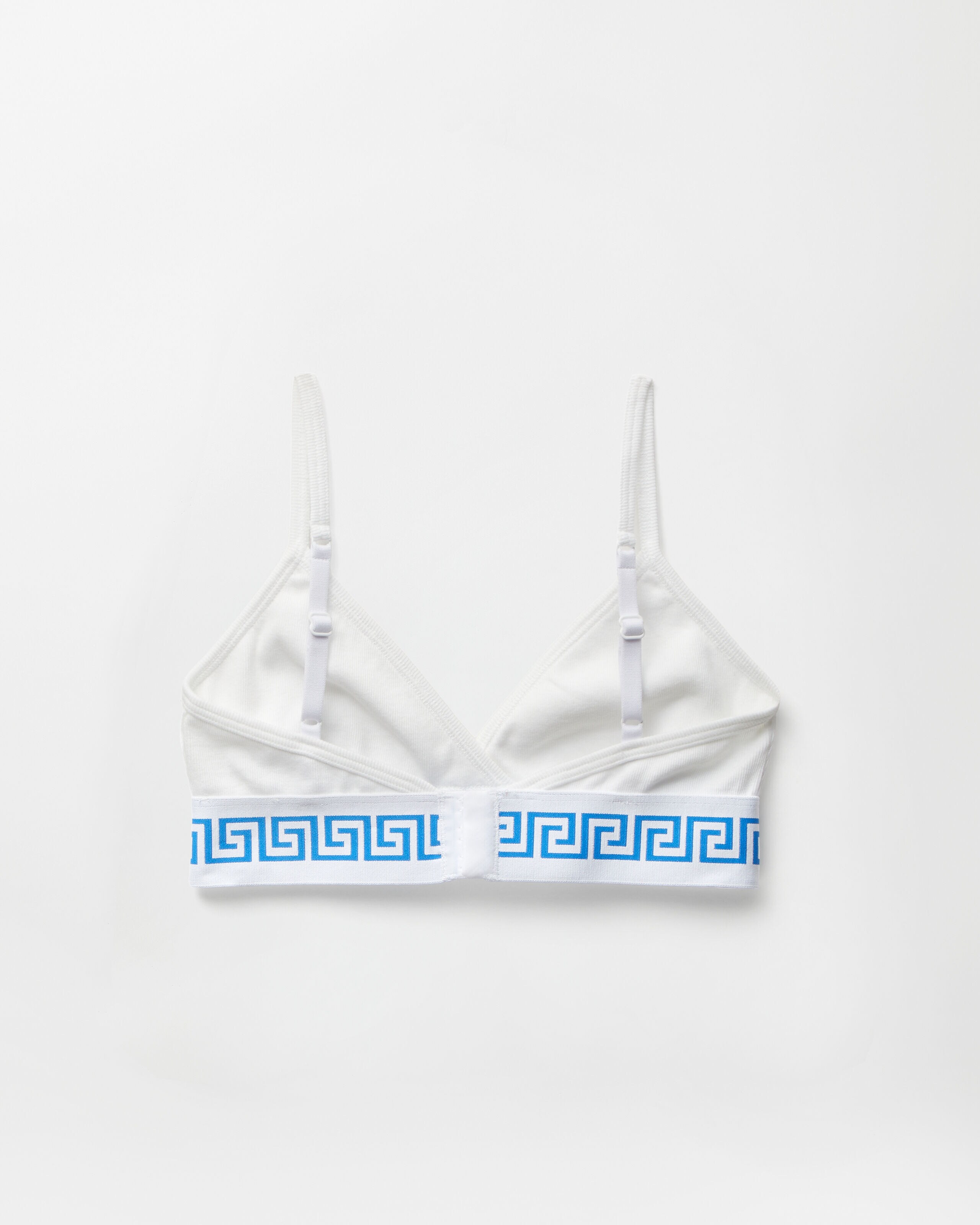 Ribbed Cotton-Jersey Bralette White,Blue | VERSACE IN