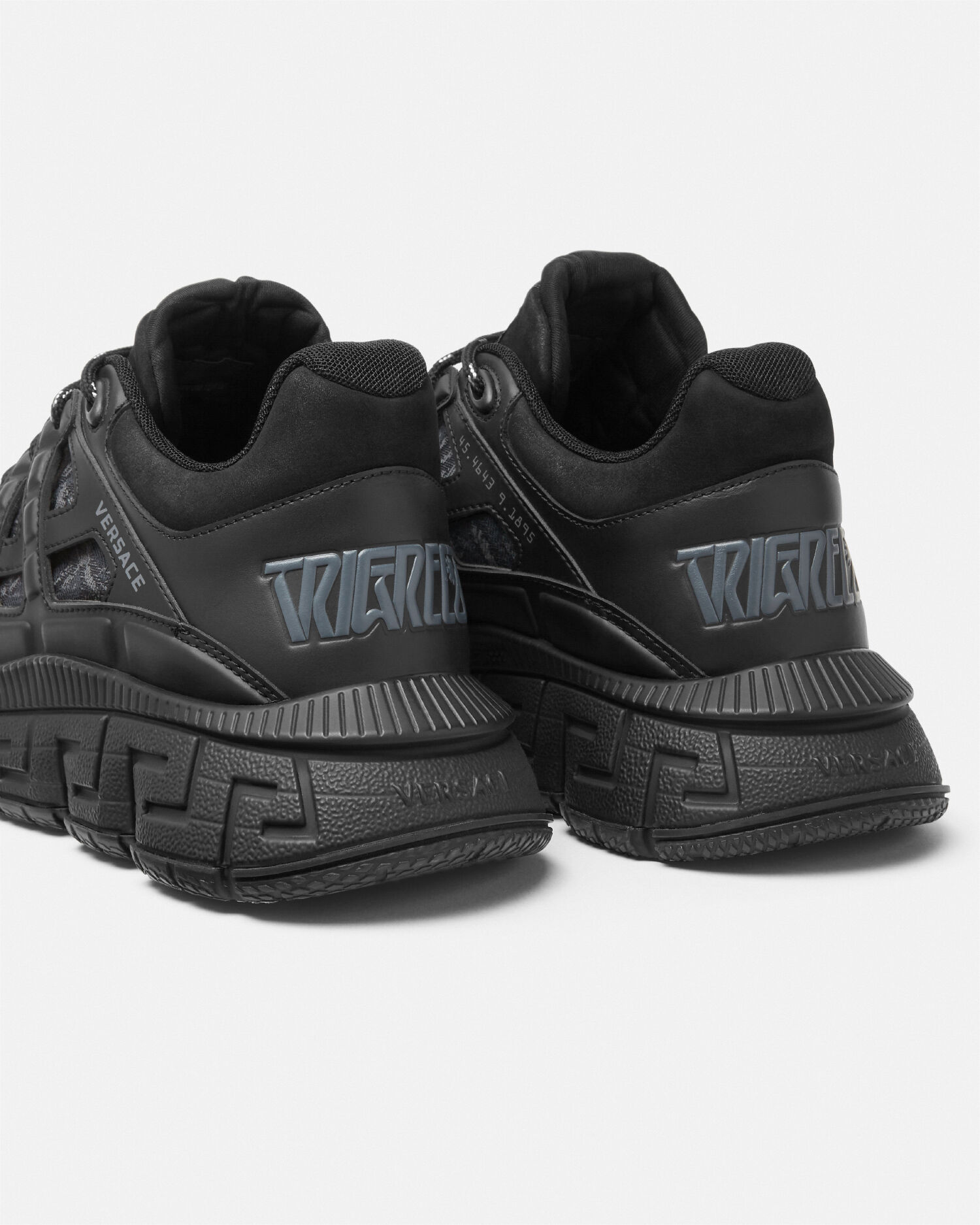 Trigreca Jacquard Leather Sneakers Black | VERSACE US