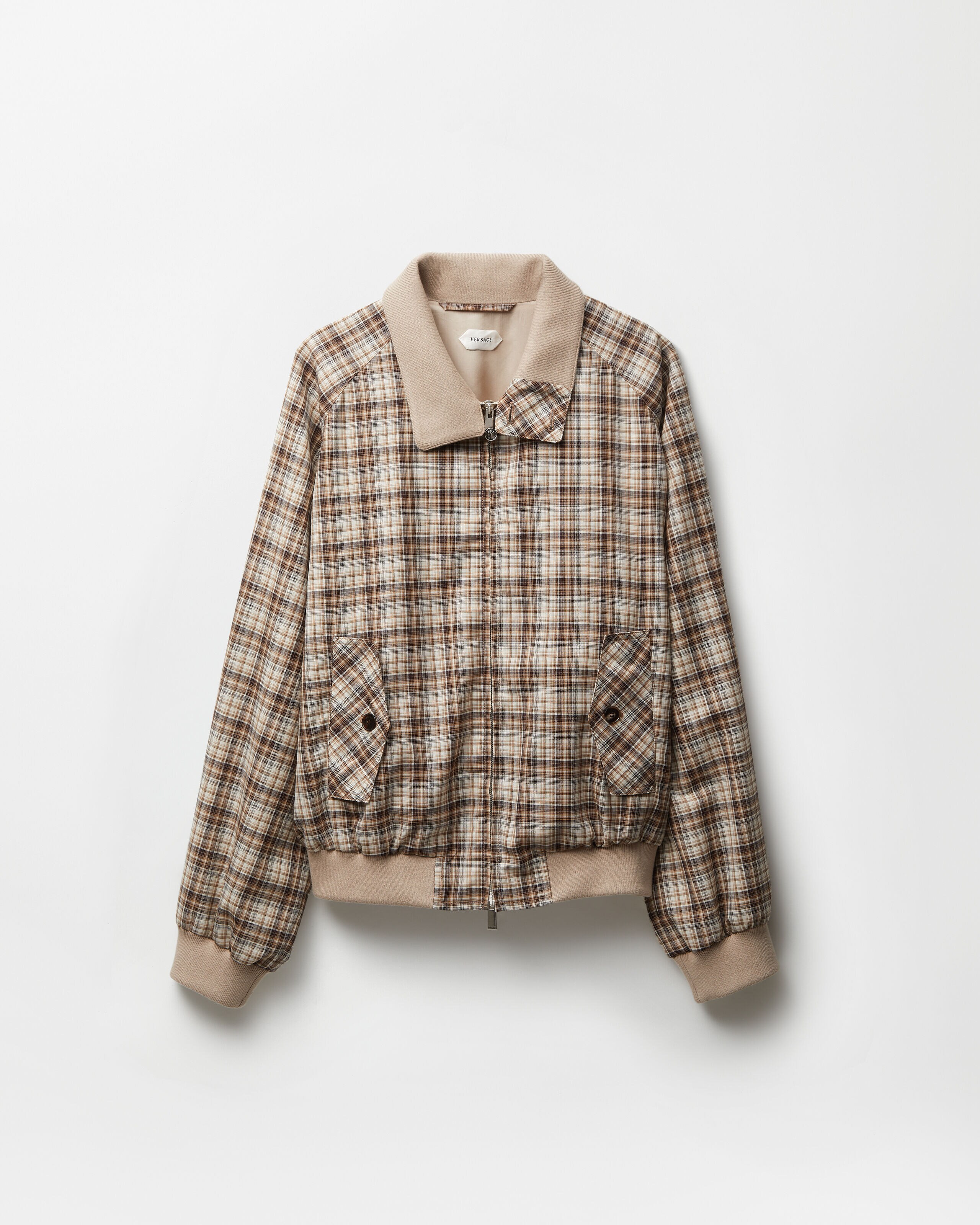 Checked Wool Blouson Brown,Beige | VERSACE