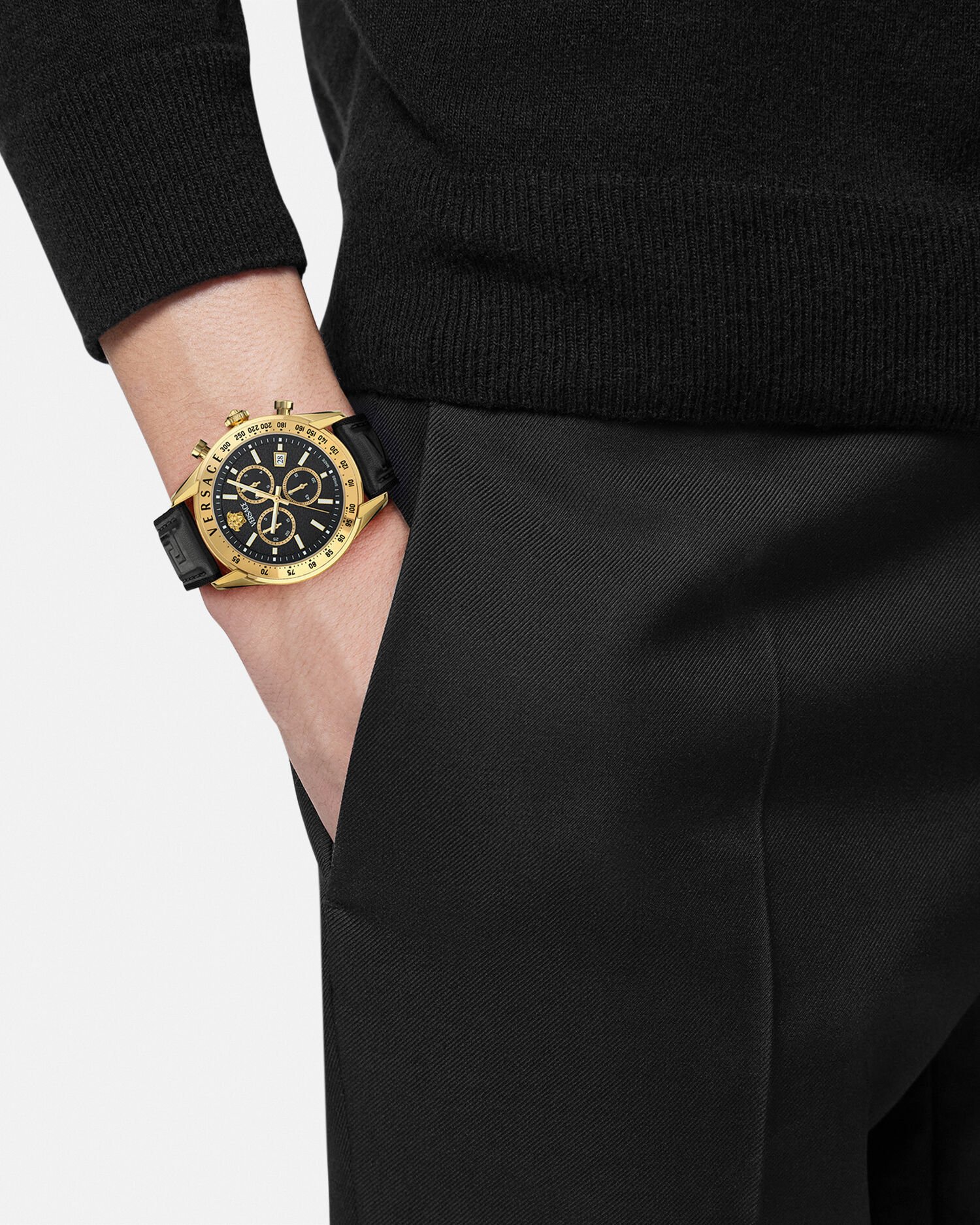 Versace watch black gold discount