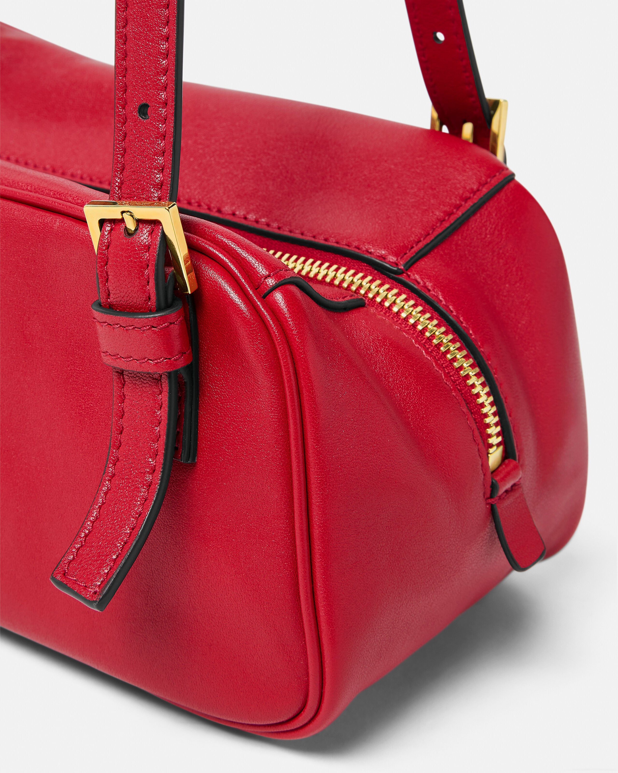 Versace Tag Nappa Bowling Bag Red | VERSACE US