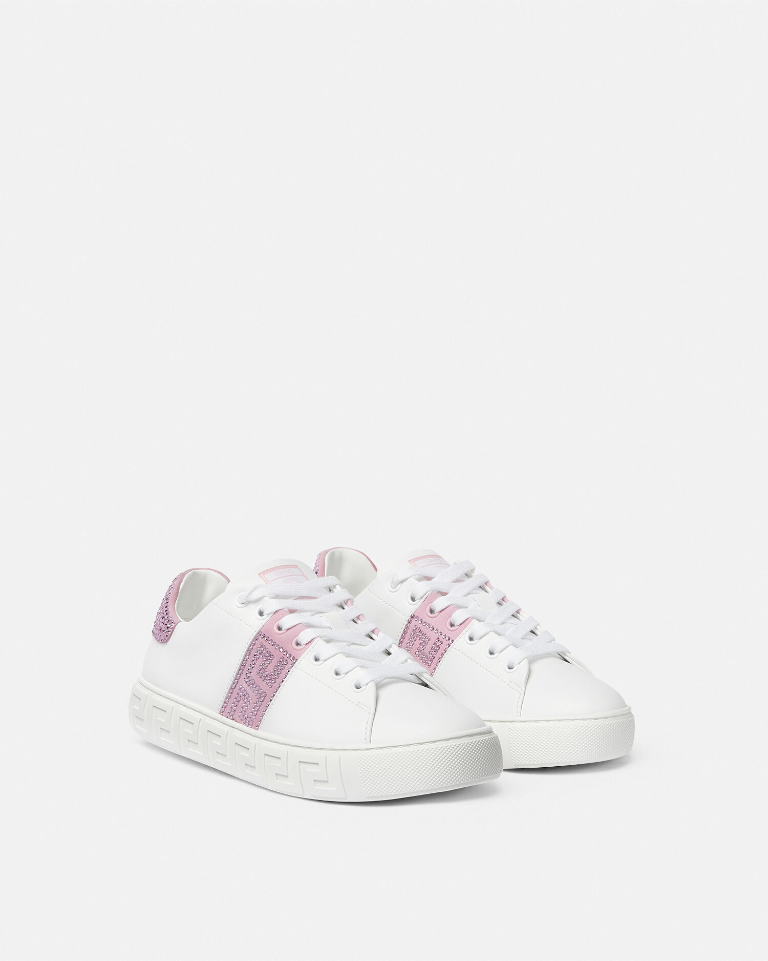 Crystal Greca Sneakers Pink,Print | VERSACE US