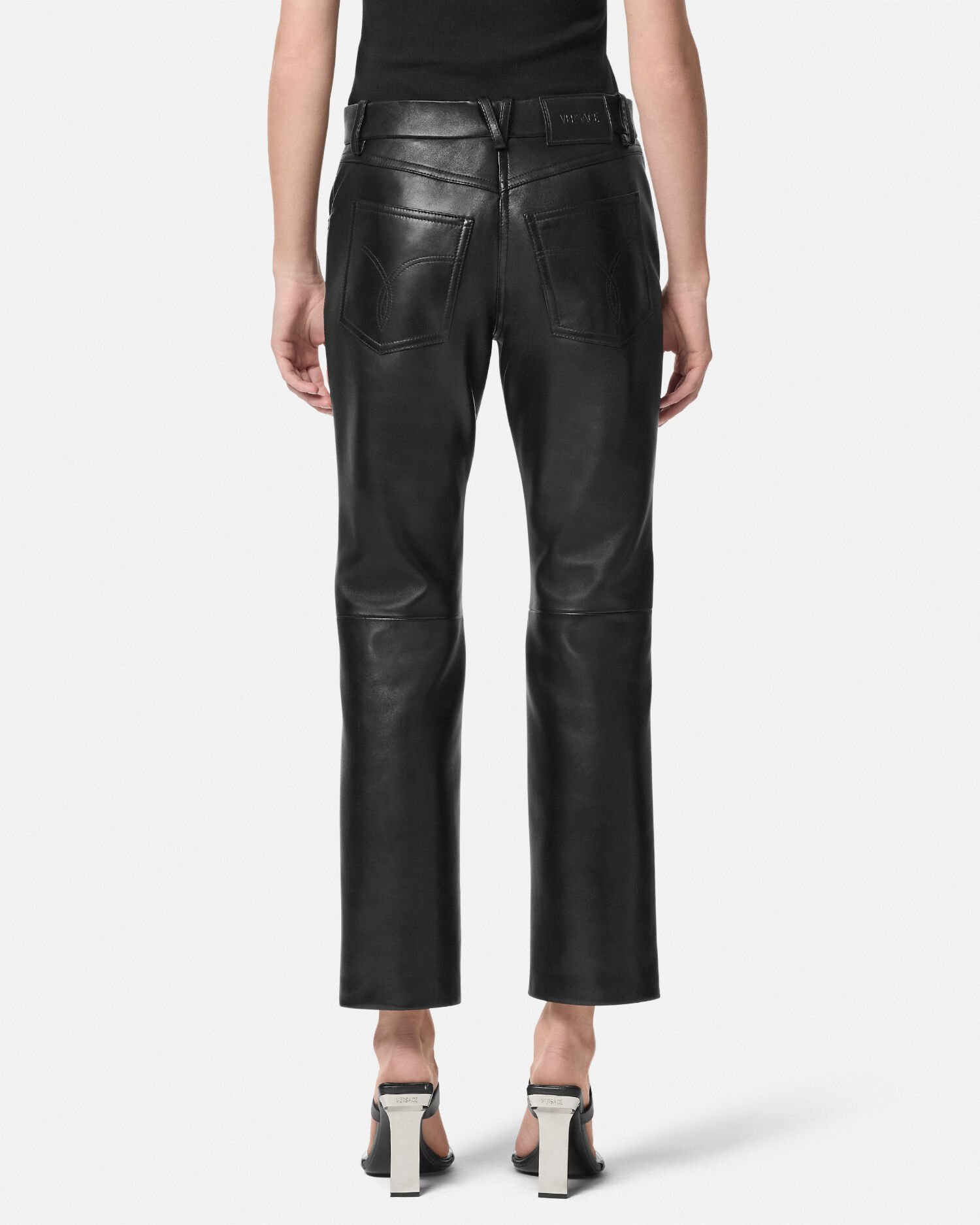 Versace leather trousers cheap
