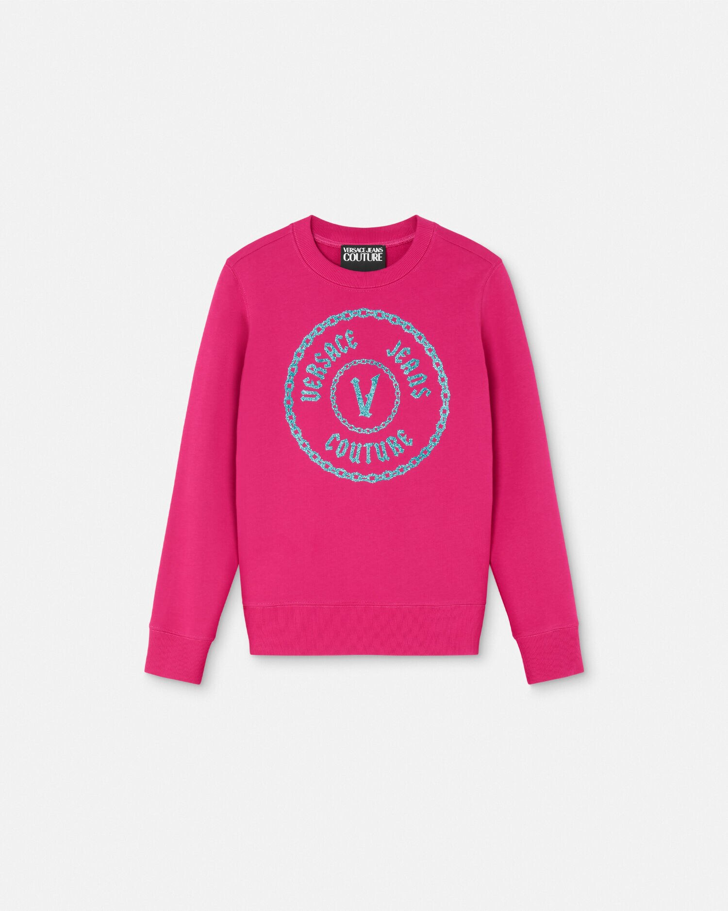 Glitter V Emblem Sweatshirt Pink VERSACE